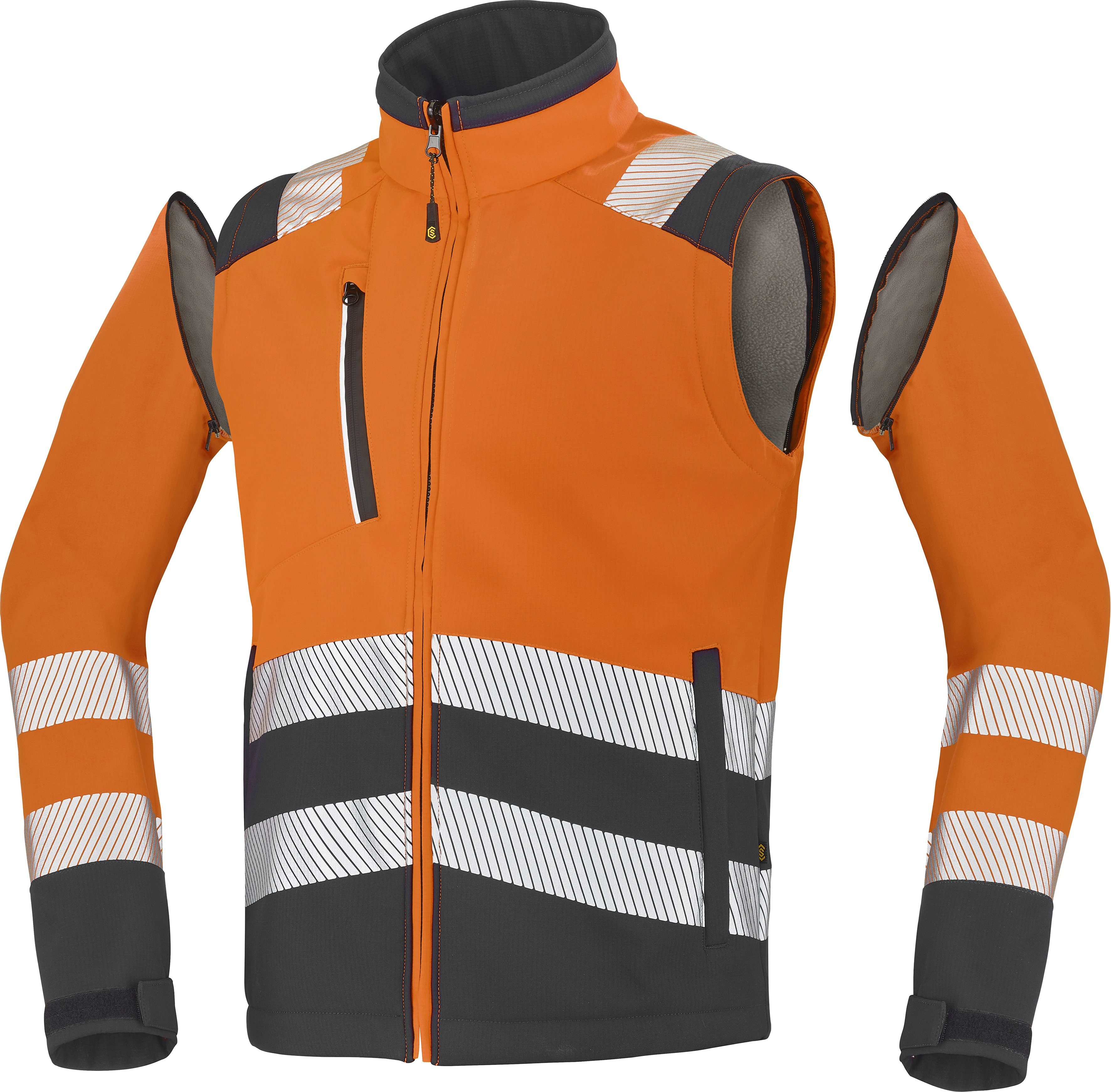 Cepovett Unisex Hochsichtbar 3-in1, "Tatras ORANGE wasserabweisend, FLUO / Softshelljacke XP" Warnschutz, CHARCOAL Modul'wear