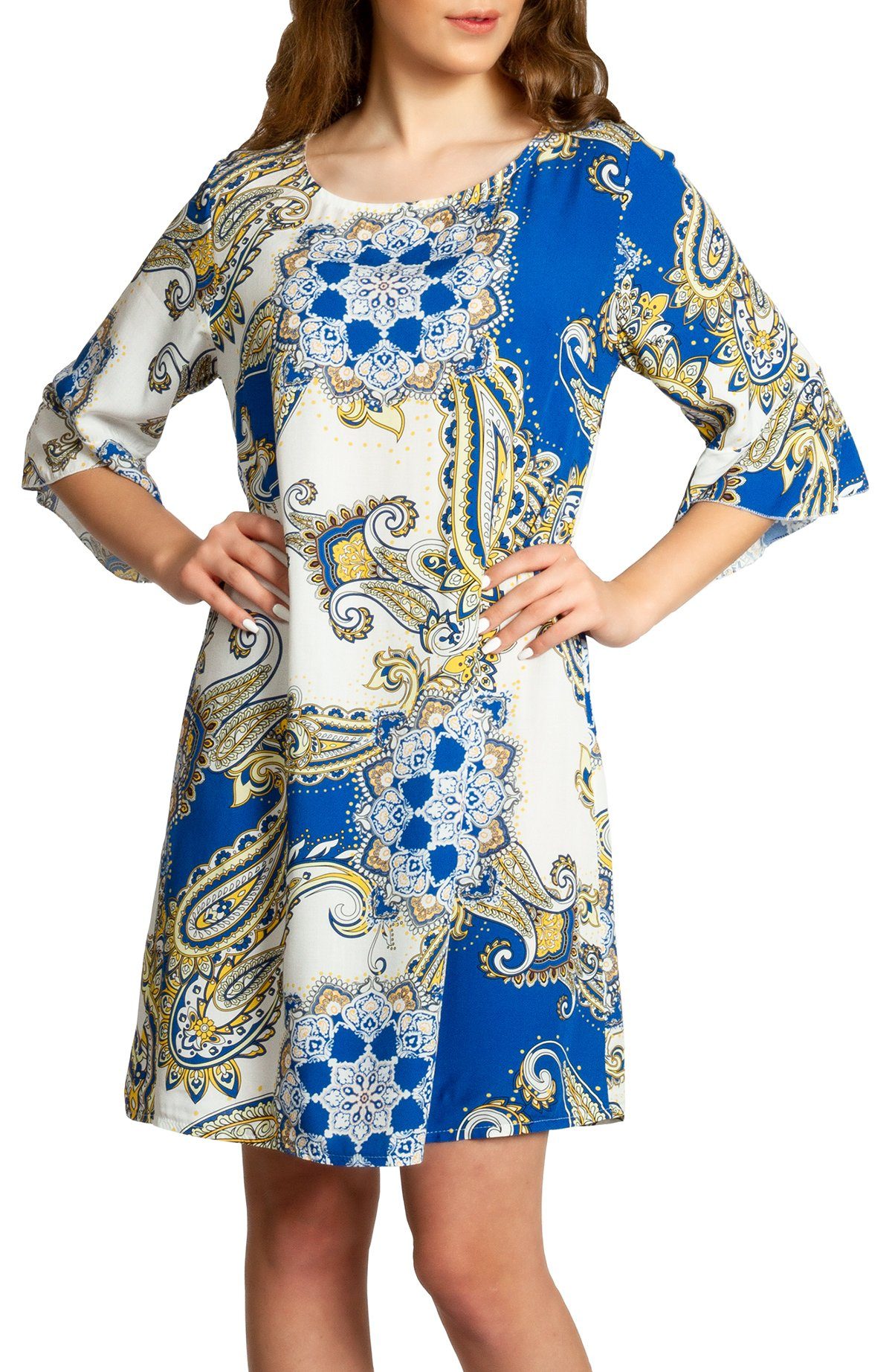 Caspar Sommerkleid SKL028 leichtes Damen Kleid mit Paisley Druck