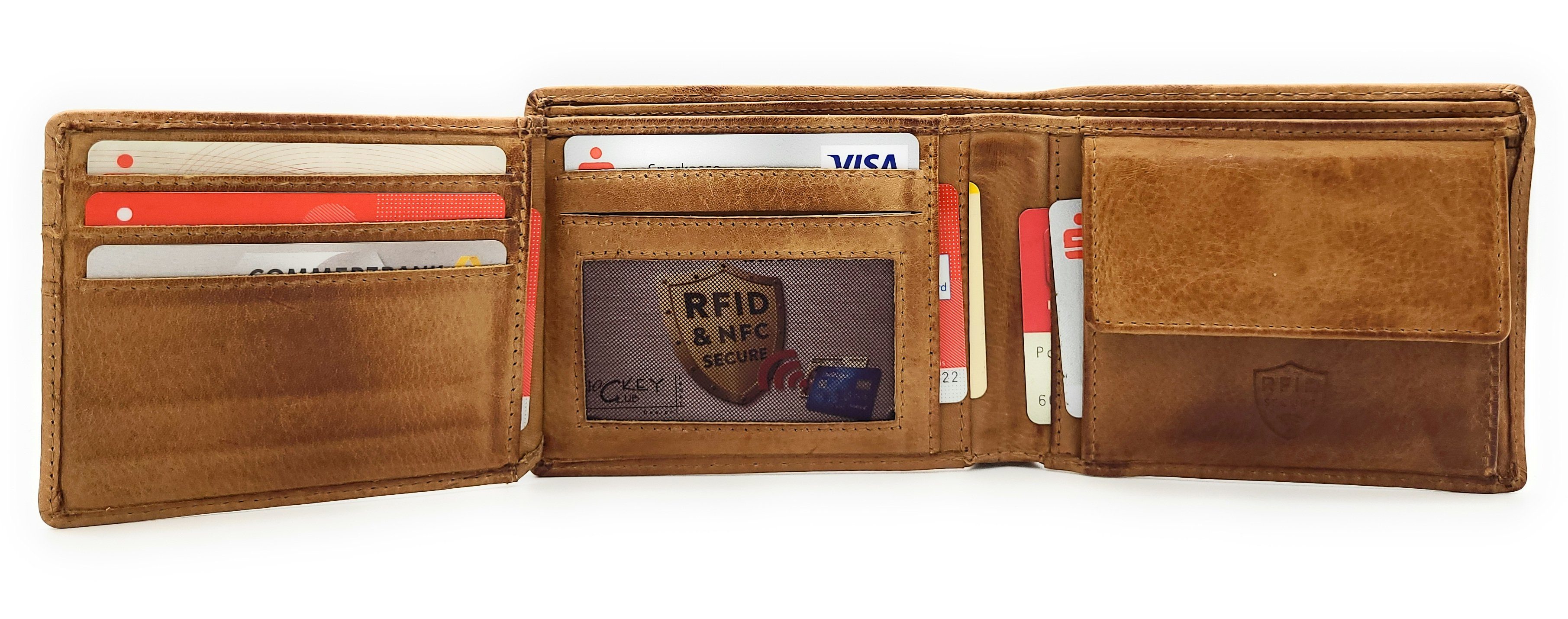 Geldbörse echt Leder Herren Portemonnaie mit RFID Schutz