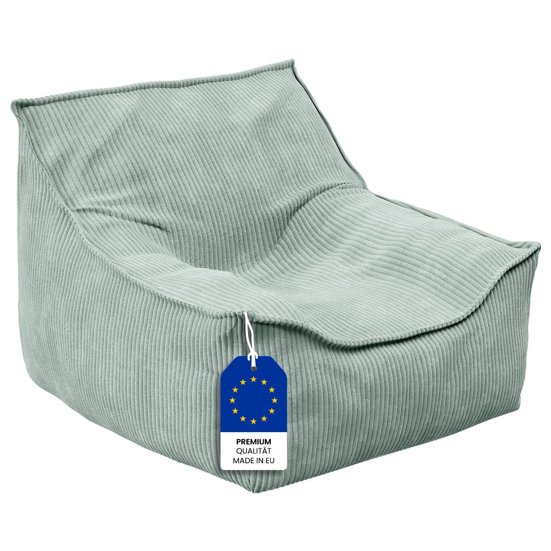Bellabino Sitzsack Cleo aus Cord (verfügbar in Beige, Türkis, Terrakotta), Kindersitzsack aus Cord, 50x75x60 (HxTxB)