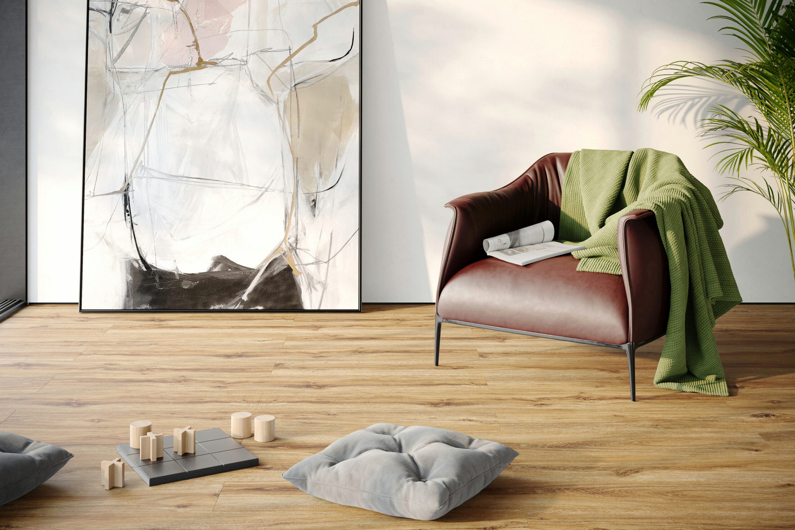 FALQUON GmbH Vinylboden The Floor Wood 15000x200x6mm- Made in Germany - Click-Vinylboden, Landhausdiele, inkl. Trittschalldämmung, Packung, In 1 Packung: 6 Paneele - 1,8m², 1 Packung: 6 Paneele - 1,80 m²