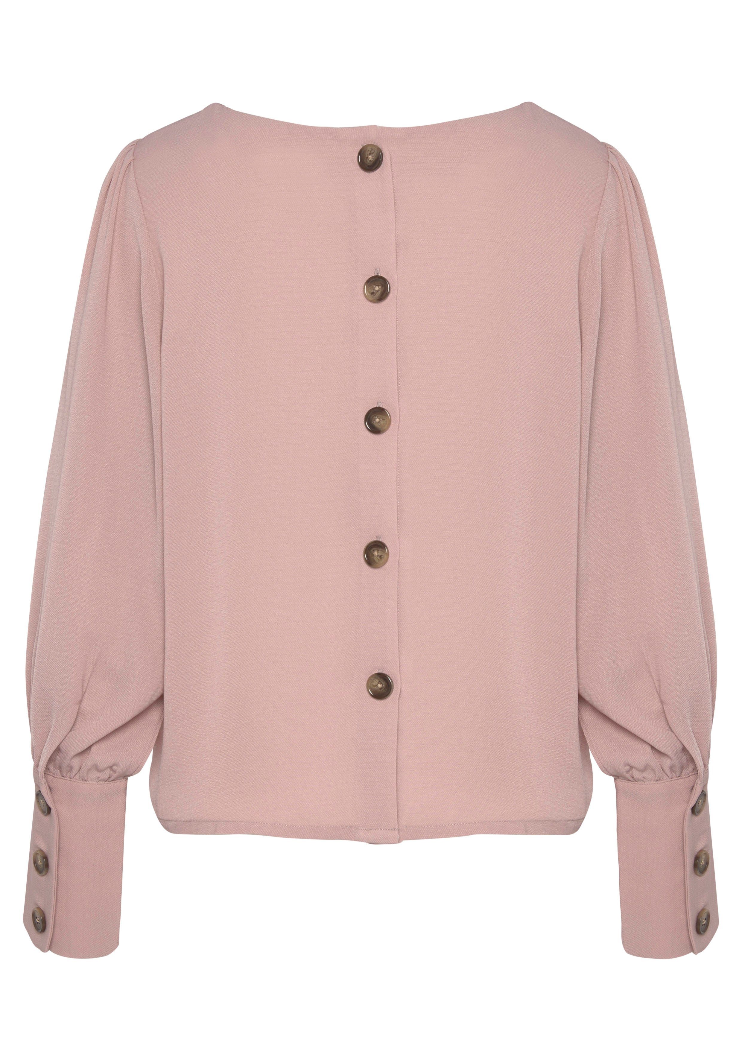 LASCANA Langarmbluse mit durchgehender Knopfleiste im Rücken elegante Damenbluse, Blusenshirt mit Puffärmeln, Business, festlich – Bild 4 von 5