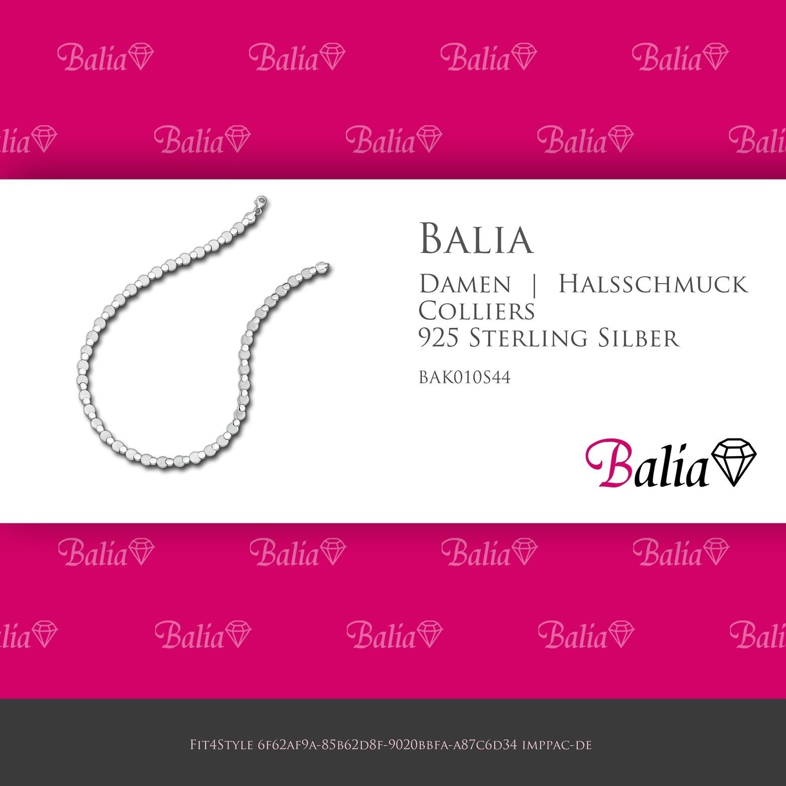 Collier Collier Silber(Punkte) Halsketten Colliers, 44,5cm, Sterling Balia ca. für 925 Balia mattiert Damen (Collier), Damen