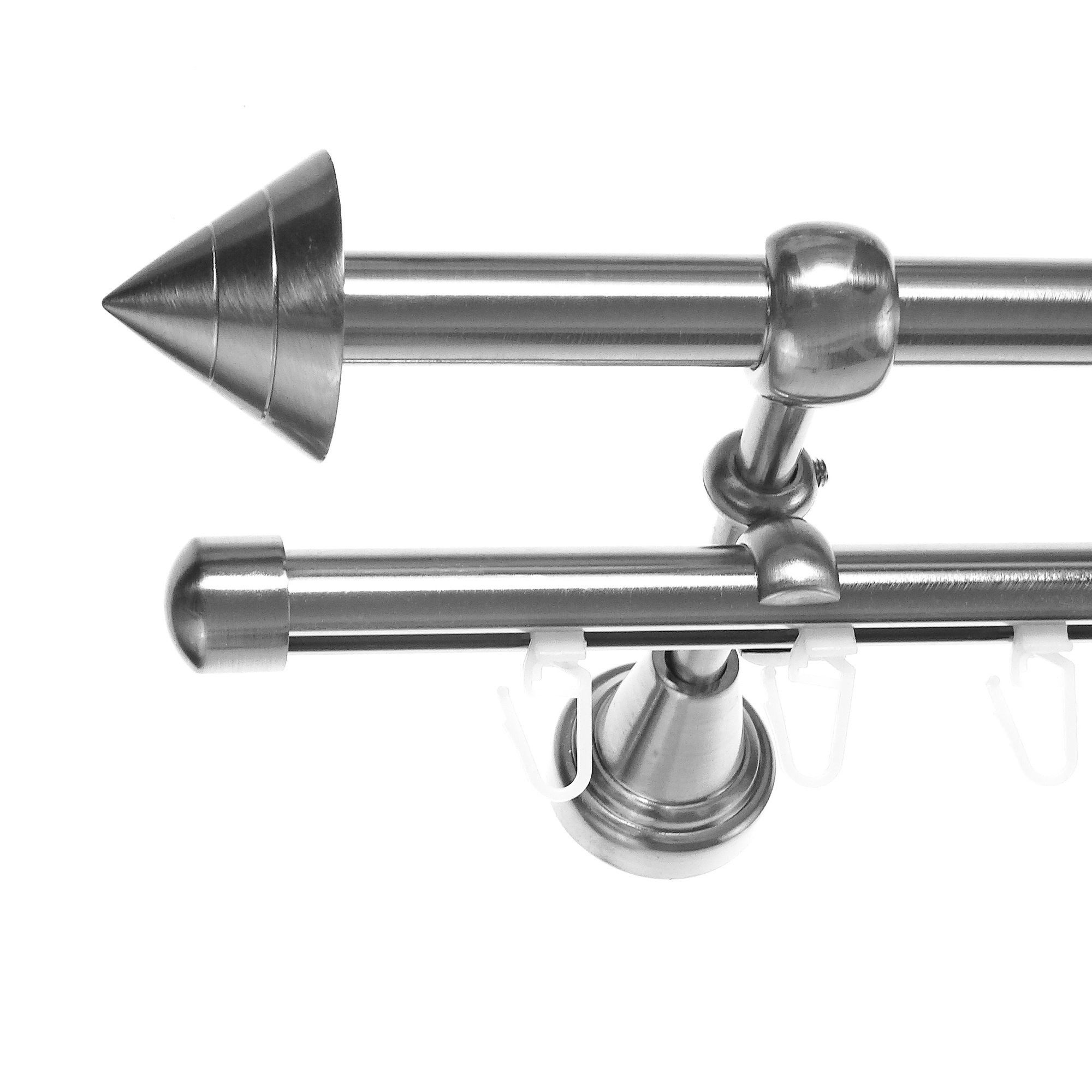 BASIT Gardinenstange Rohr und Innenlauf 16 mm mit Wandträgern 280 cm E21, Ø 16 mm, 2-läufig, verschraubt, Metall, H14 RI 280 cm E21 Spitze