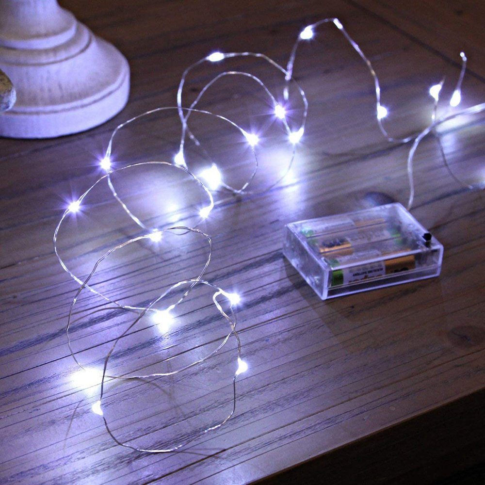 Sunicol LED-Lichterkette 2/3/5/10M, Kupferdraht, AA-Batterie, für Weihnachten Hochzeit Party Kaltweiß