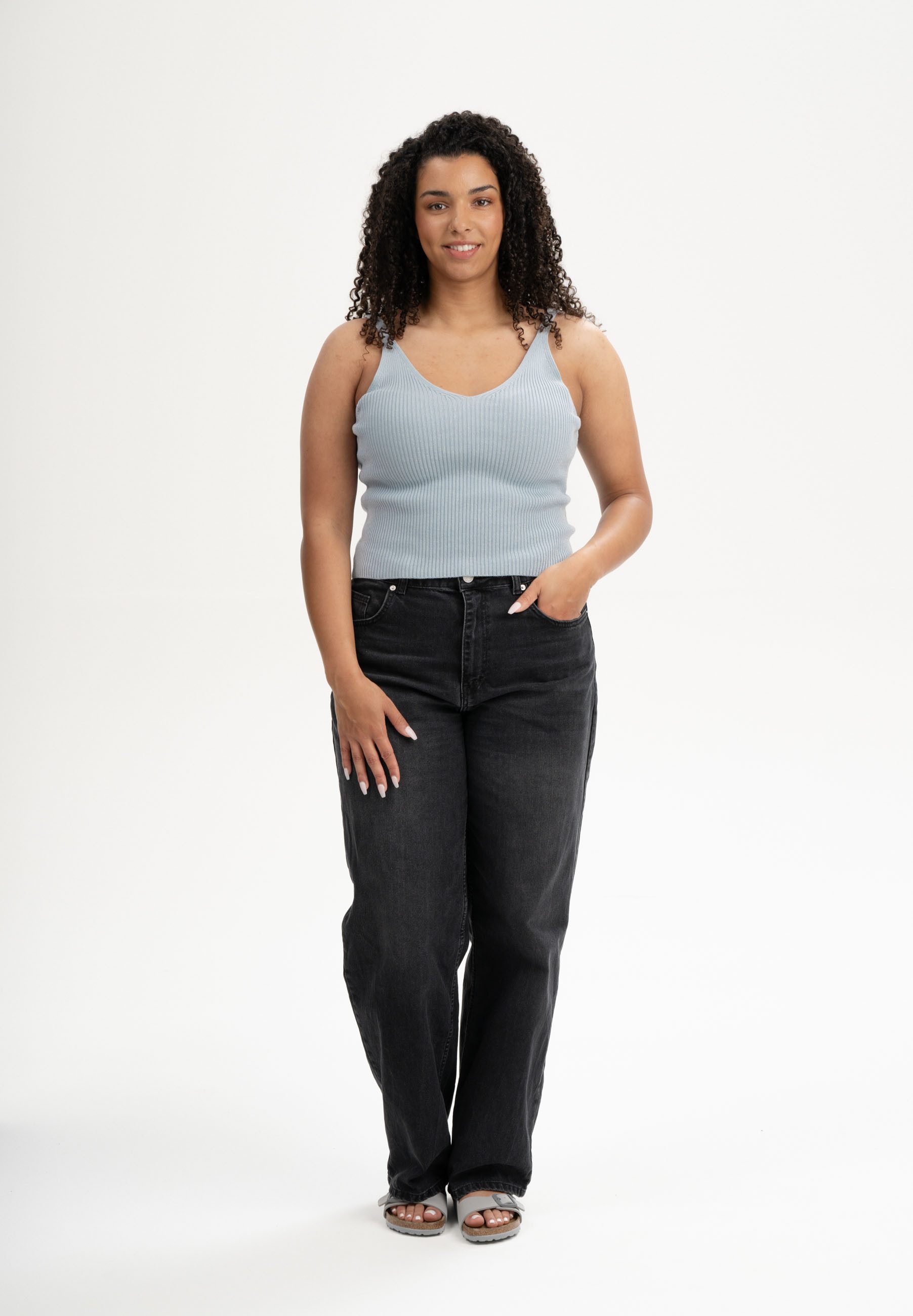 MELA Trägertop V-Neck Strick Top Style RHADA Ärmellos