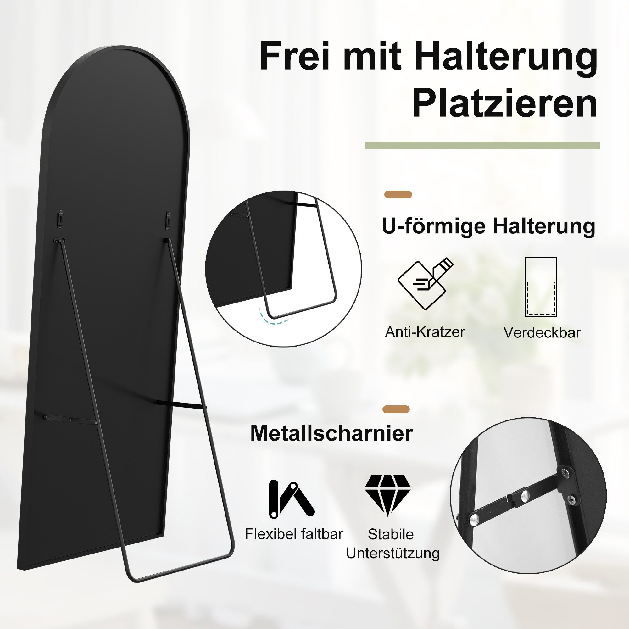 FUROKOY Ganzkörperspiegel Standspiegel Wandspiegel,stehend oder wandmontier günstig online kaufen