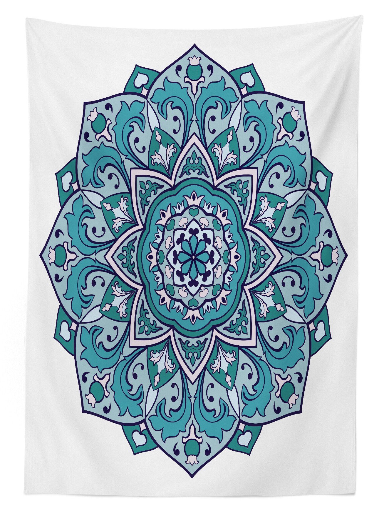 Farbfest Osten geeignet den Blume Blauer Waschbar Mandala Tischdecke Für Klare Curly Außen Abakuhaus Bereich Farben,