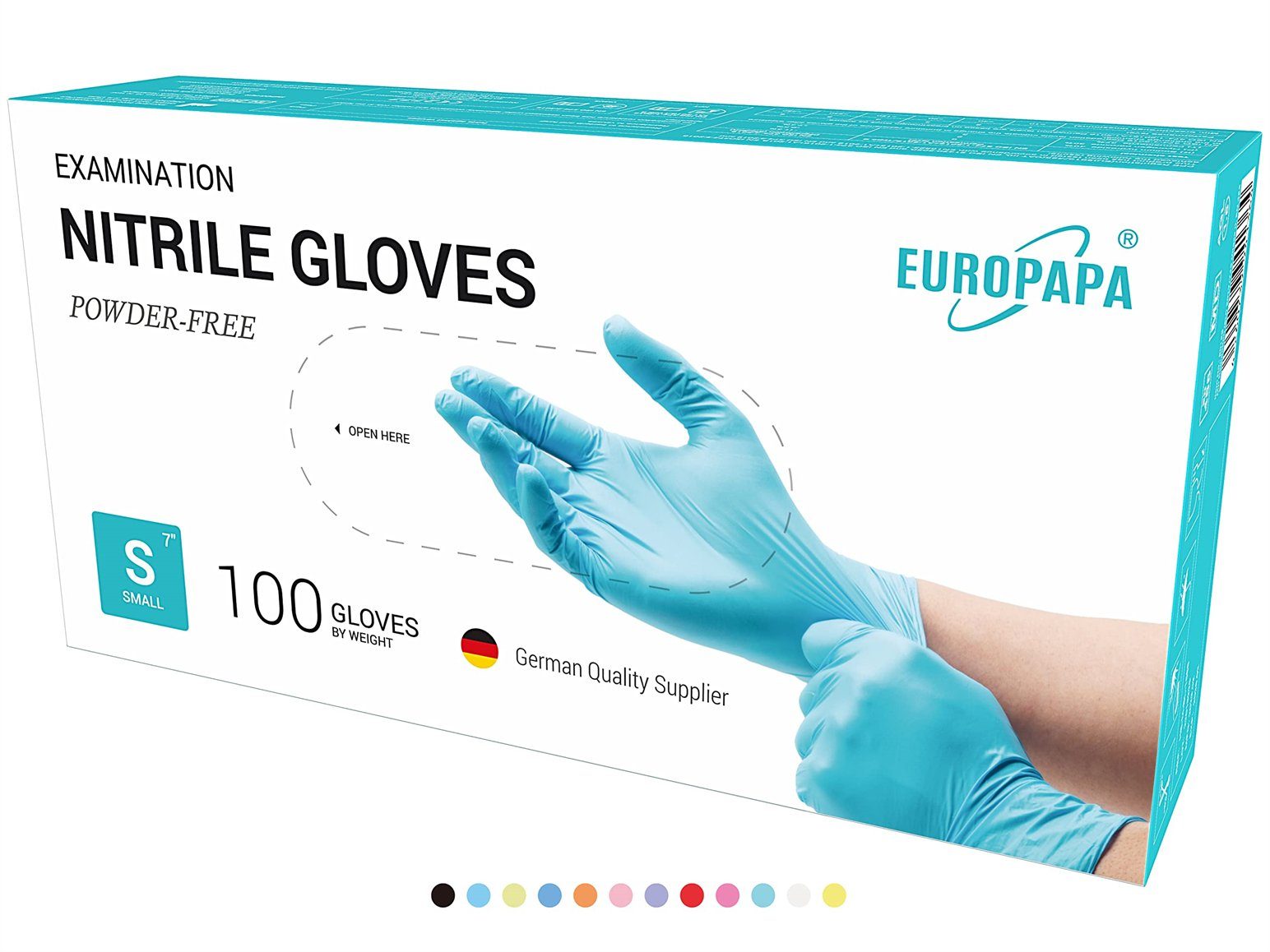 EUROPAPA Nitril-Handschuhe 500x Nitrilhandschuhe Einweghandschuhe (latexfrei, puderfrei) puderfrei, latexfrei