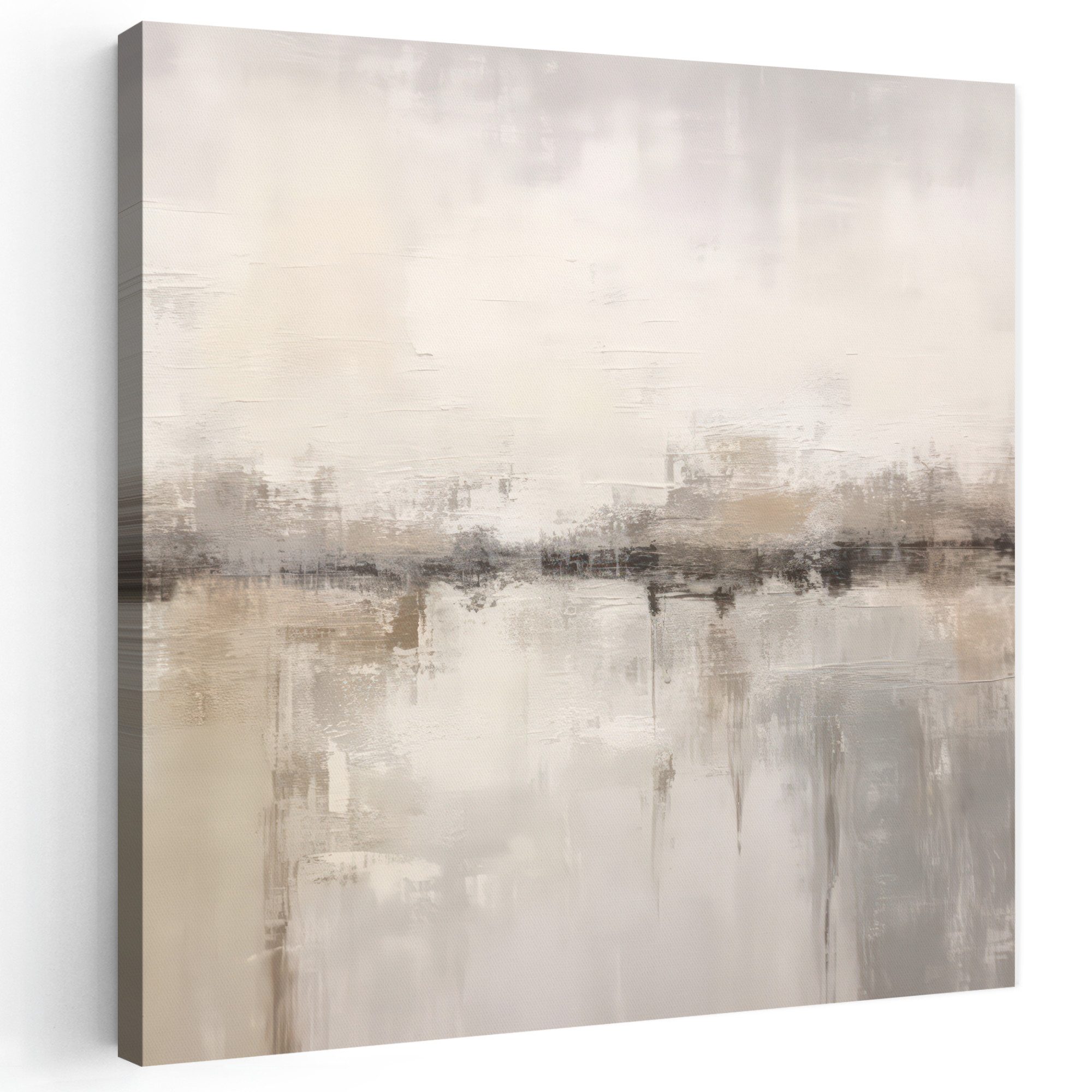 OneMillionCanvasses® Leinwandbild Moderne Kunst - Abstrakt - Beige, Fotodruck (1 St), Wandbild, Deko Schlafzimmer Wohnzimmer Flur 20x20 cm