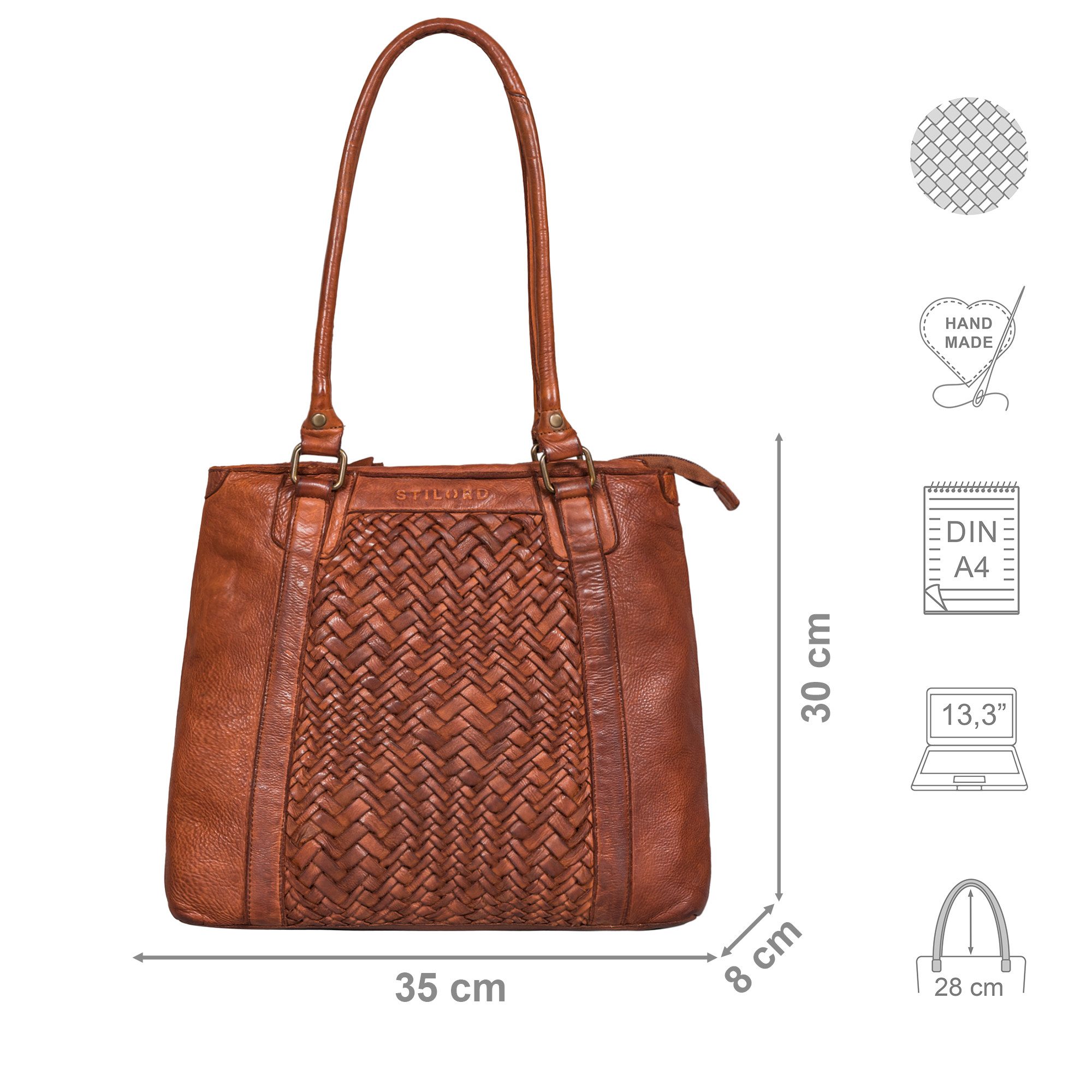 STILORD Handtasche "Nadia" Stylishe Handtasche Damen Mittelgroß Leder in Flechtoptik