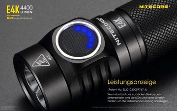 Nitecore LED Taschenlampe E4K - 4400 Lumen Taschenlampe, Akku Lampe (1-St)