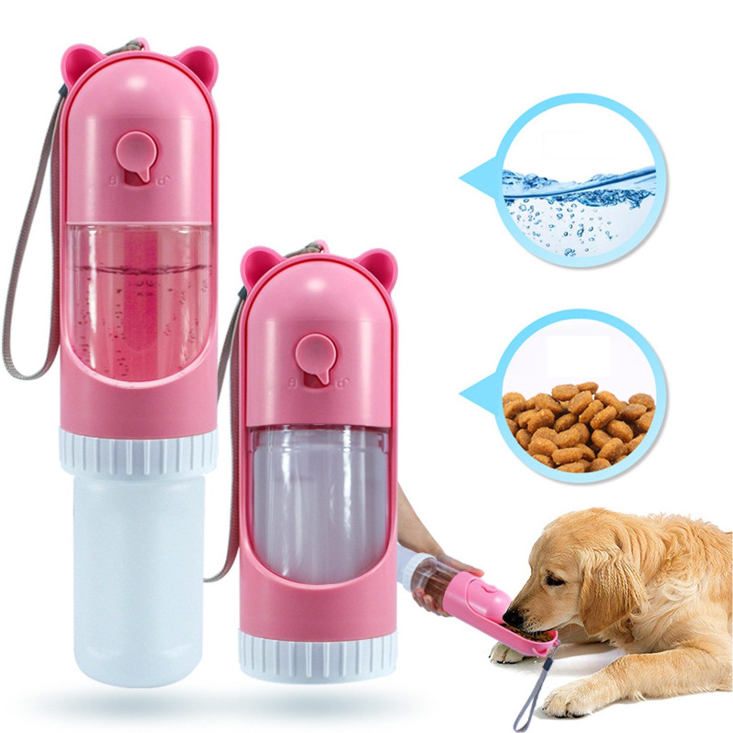 Reisenapf Tragbare Hundetrinkflasche Futterautomaten Rosa