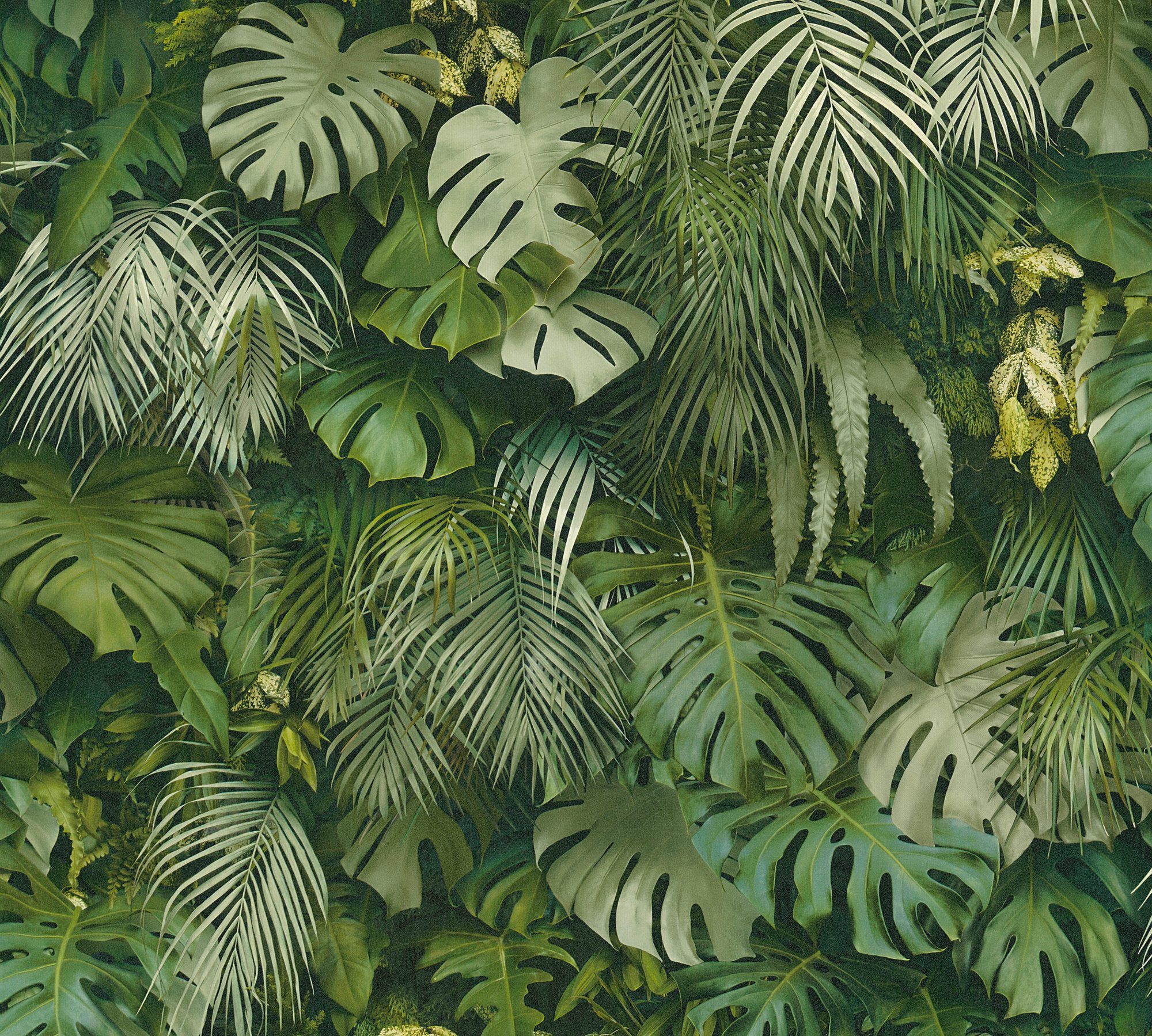 Tapete Dschungel Greenery Palmenprint mit grün Optik, in Création Palmentapete Vliestapete Dschungel floral, A.S.