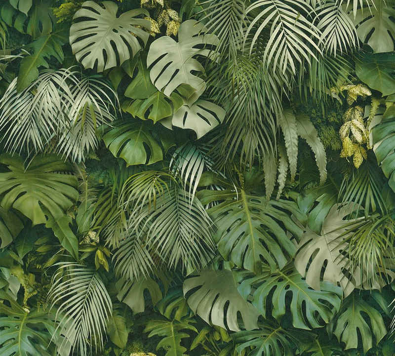 A.S. Création Vliestapete Greenery mit Palmenprint in Dschungel Optik, floral, Palmentapete Tapete Dschungel
