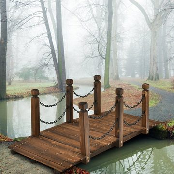 COSTWAY Zierbrücke, Gartenbrücke belastbar bis 120kg, 151 x 67 x 55cm