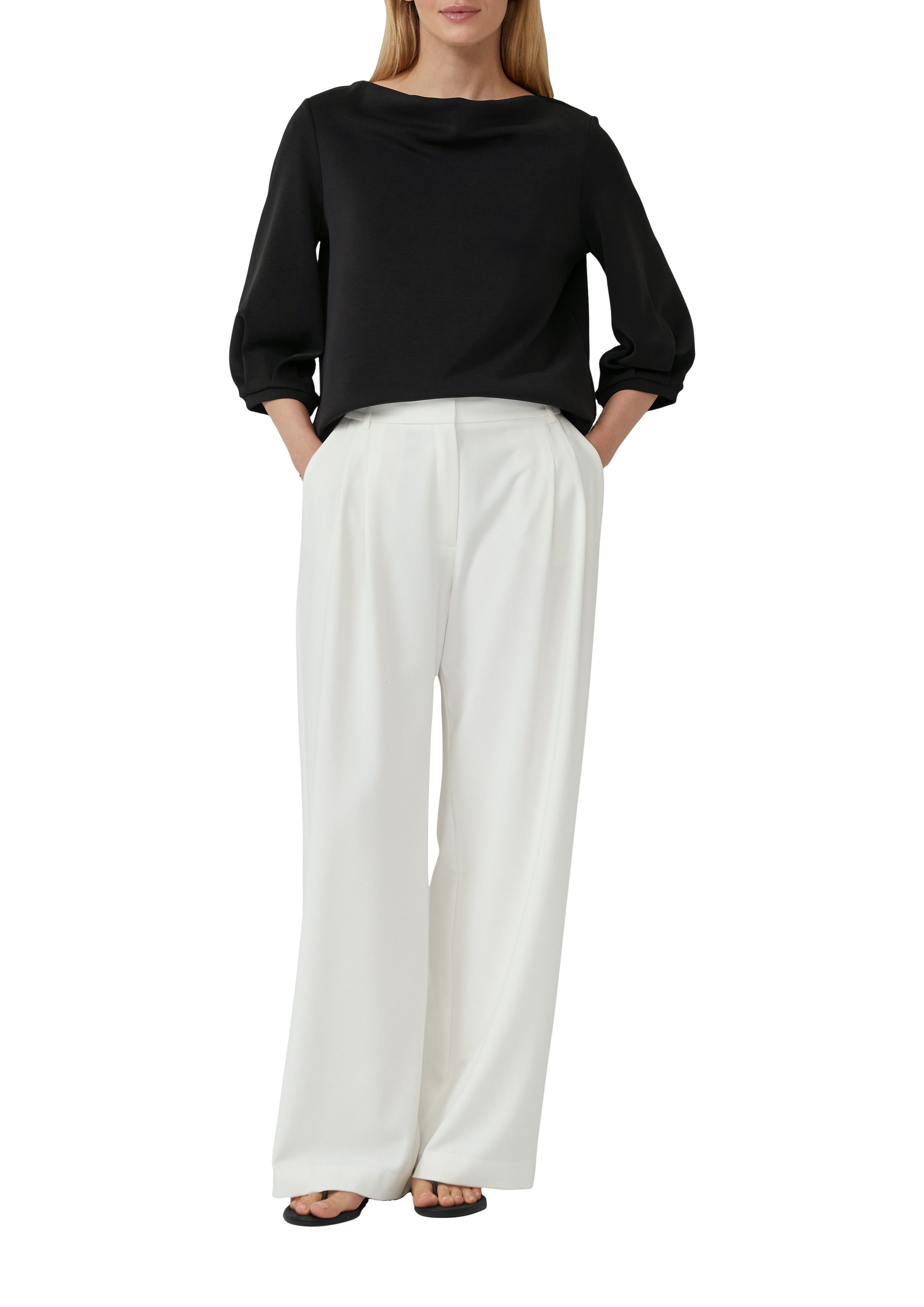 s.Oliver BLACK LABEL Sweatshirt mit Wasserfall Ausschnitt günstig online kaufen