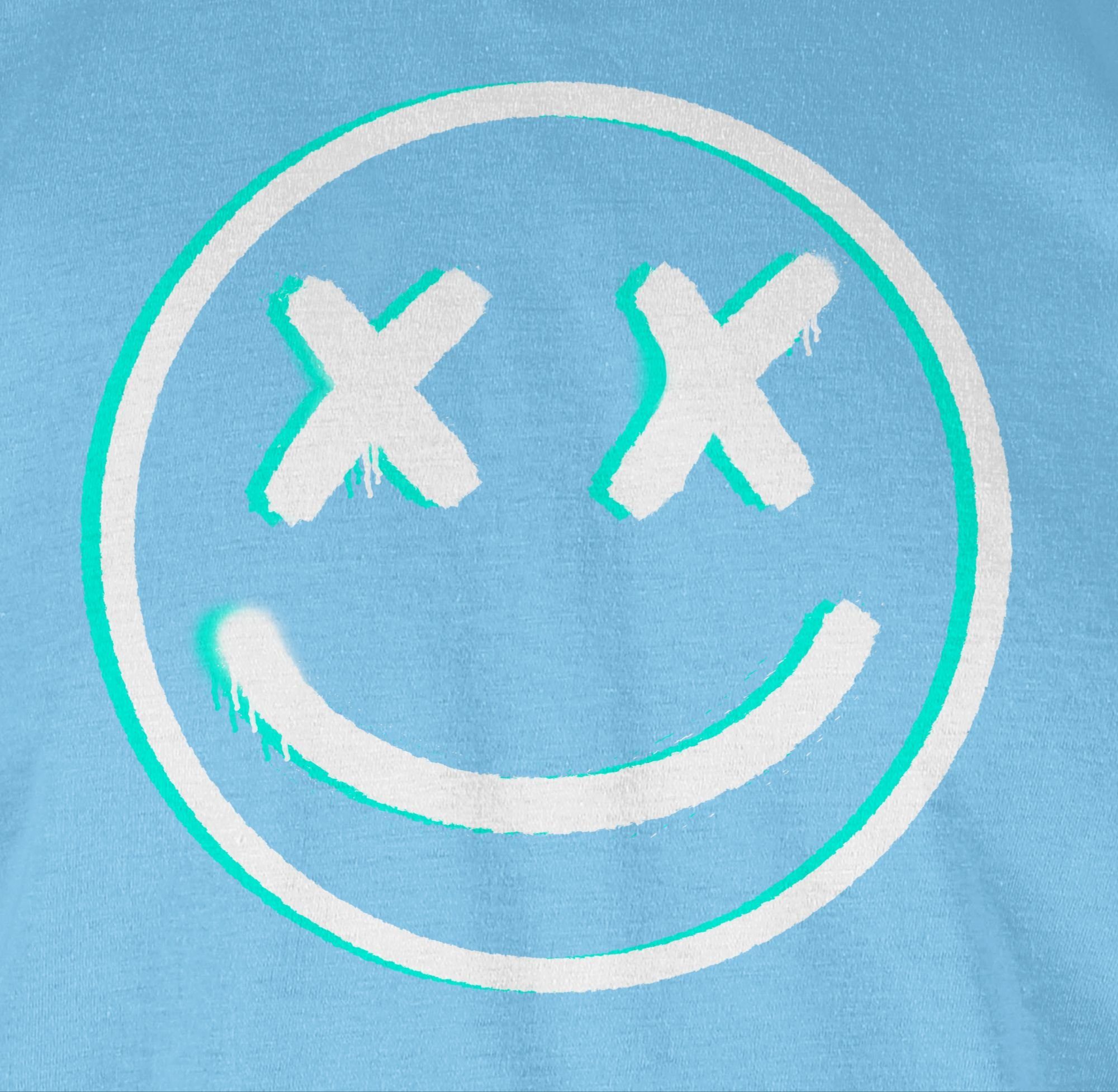 T-Shirt Face Geschenke Shirtracer Hellblau Smiley 03 Nerd Glitch Cooles