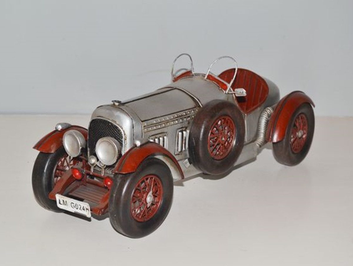 JS GartenDeko Modellauto Blechauto Modellauto Oldtimer Automarke Bentley 1927 Roadster L 33 cm