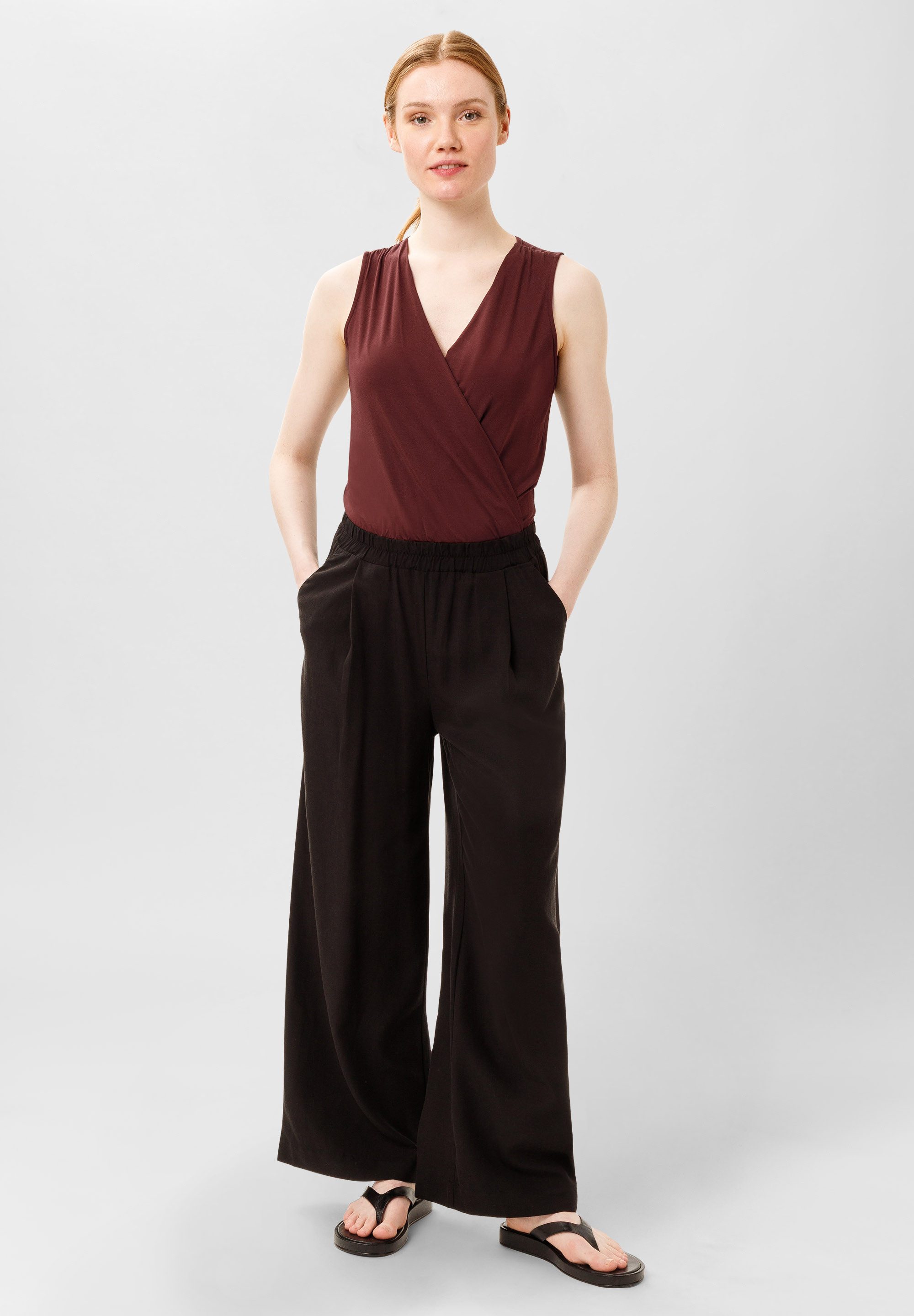 Les Lunes Kurzarmbody FRIDA Body Draped Wickeloptik, Bambusjersey, weich, Einteiler, elegant