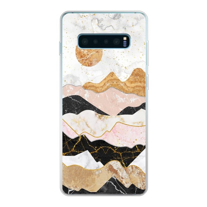 MuchoWow Handyhülle Marmor - Gold - Pastell Phone Case Handyhülle Samsung Galaxy S10+ Silikon Schutzhülle