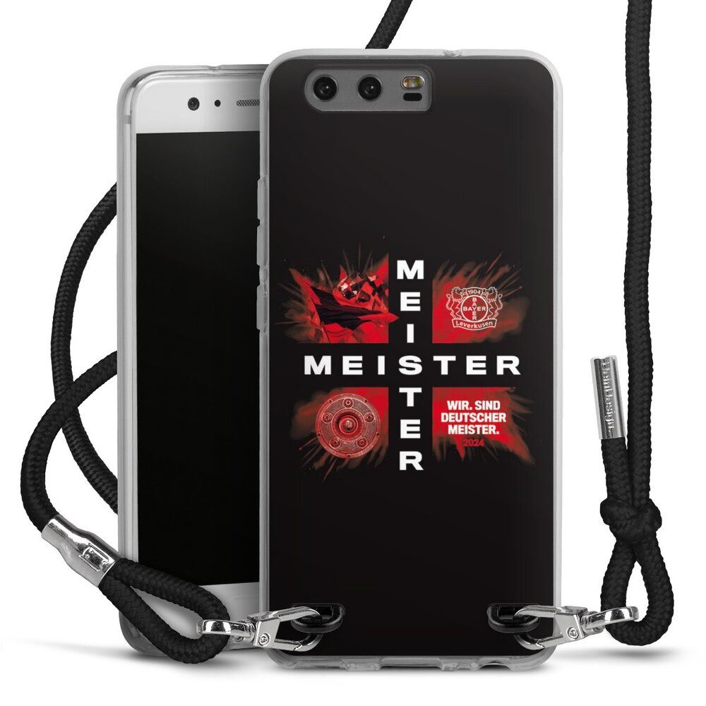 DeinDesign Handyhülle Bayer 04 Leverkusen Meister Offizielles Lizenzprodukt, Huawei P10 Handykette Hülle mit Band Case zum Umhängen Cover mit Kette