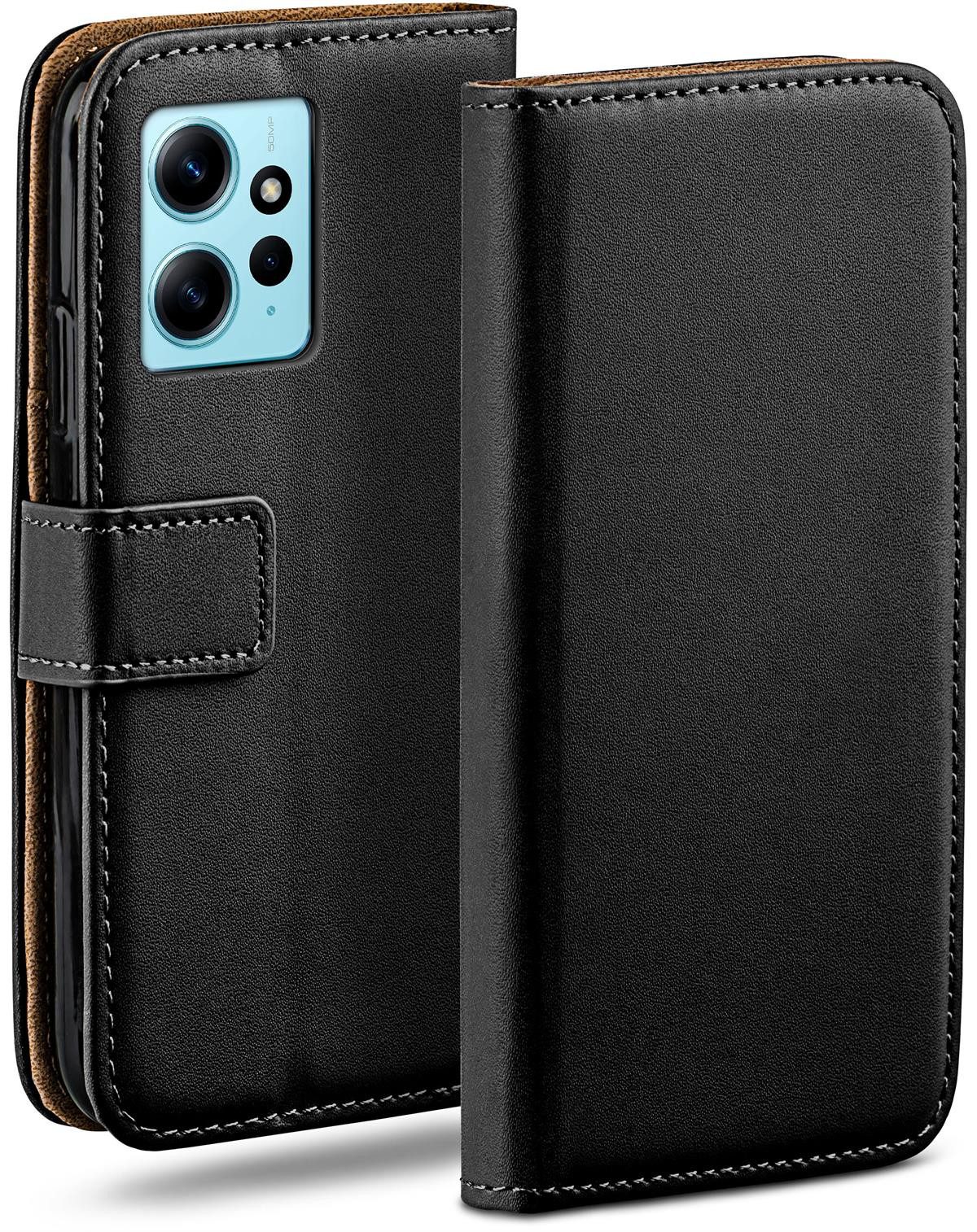 moex Handyhülle für Redmi Note 12 (4G) Hülle Klappbar Book Case Schwarz 6,67 Zoll, Klapphülle Kartenfach Flip Cover Handytasche Leder Optik Schutzhülle