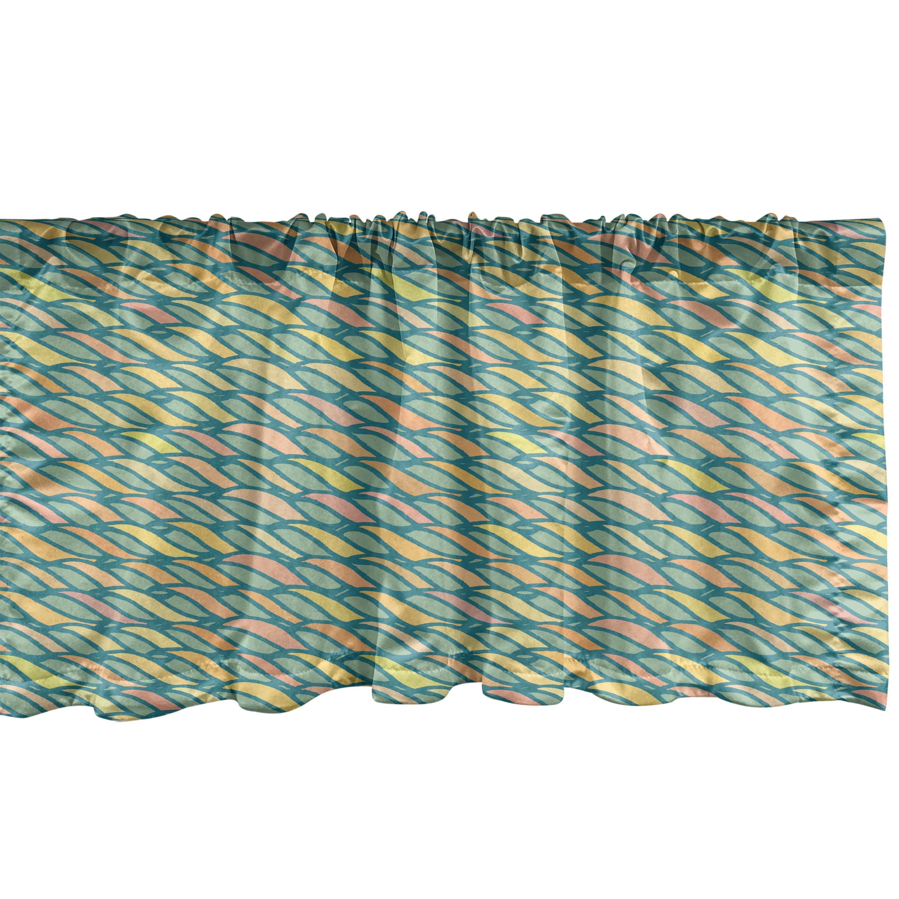Scheibengardine Vorhang Volant Stangentasche, Küche Spiral Dekor mit Schlafzimmer Microfaser, Wave-Motive für Abstrakt Kunst Abakuhaus