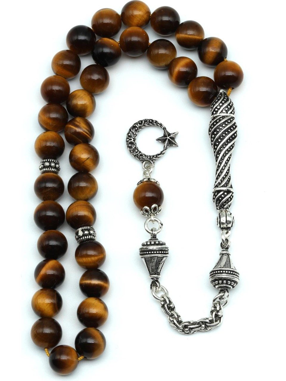 Nisan Ketten und Armband Set, Tigerauge Edelstein Tesbih Gebetskette, 925er günstig online kaufen