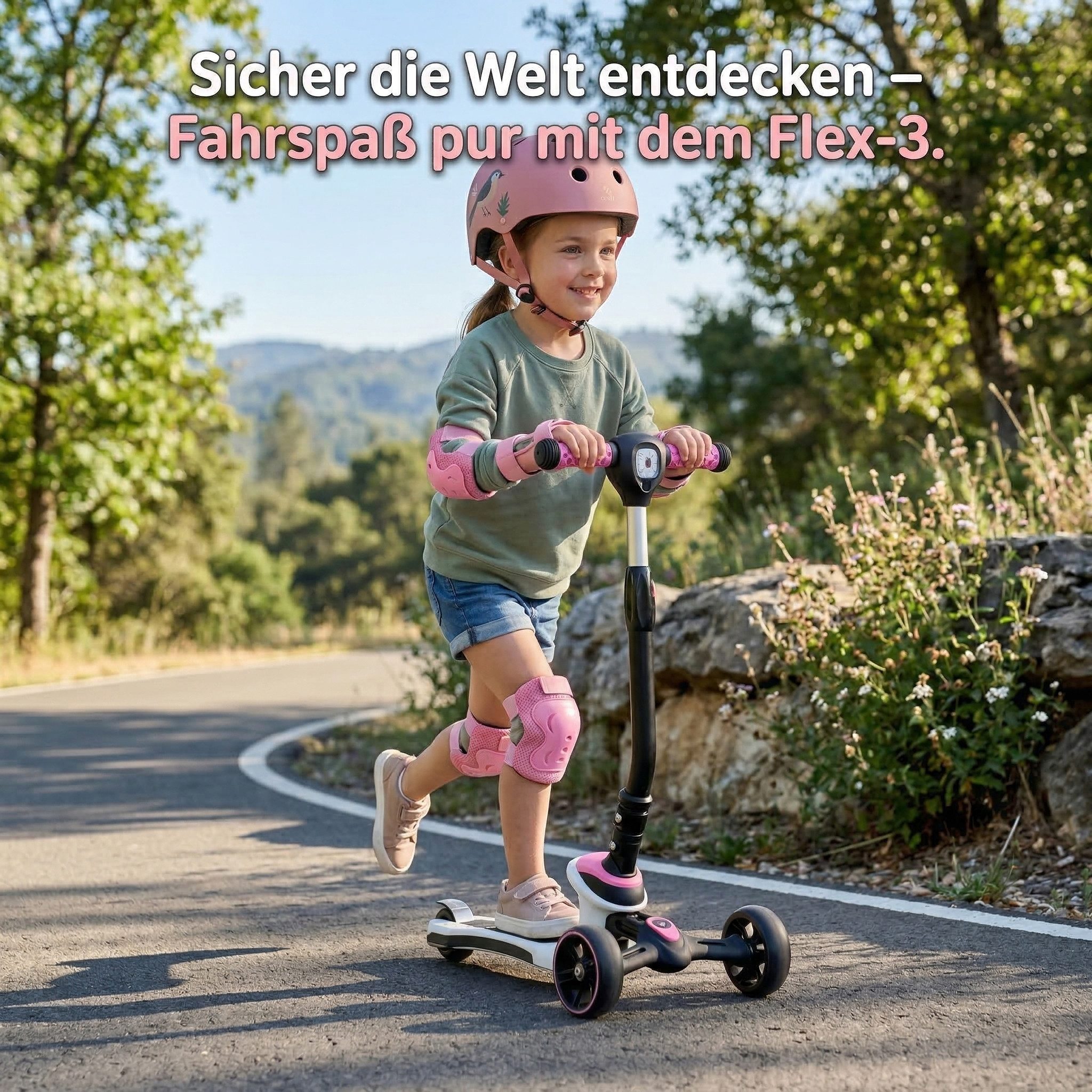 Cox Swain Dreiradscooter COX SWAIN Kinderroller FLEX 3-Rad mit LED-Leuchtrollen, klappbar, Sicherer 3-Rad Scooter mit LED-Rollen, klappbar & höhenverstellbar.