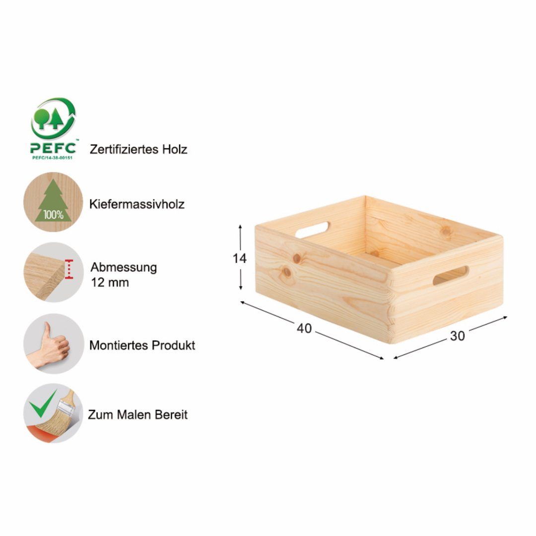 Astigarraga Kit Line Holzkiste Holzkiste in verschiedene Größen; stapelbar; Vollholz; Vorratsbox