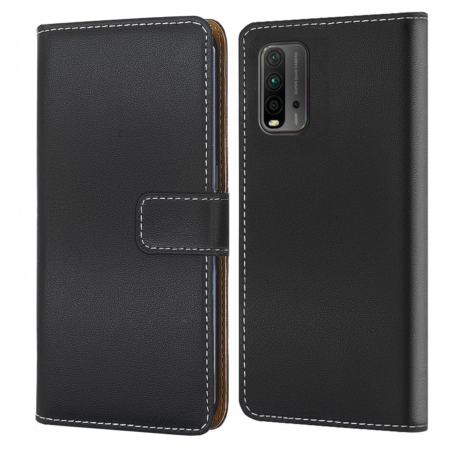 Numerva Handyhülle Bookstyle Etui Handytasche Schutzhülle für Xiaomi Redmi 9T, Klapphülle Flip Cover Schwarz