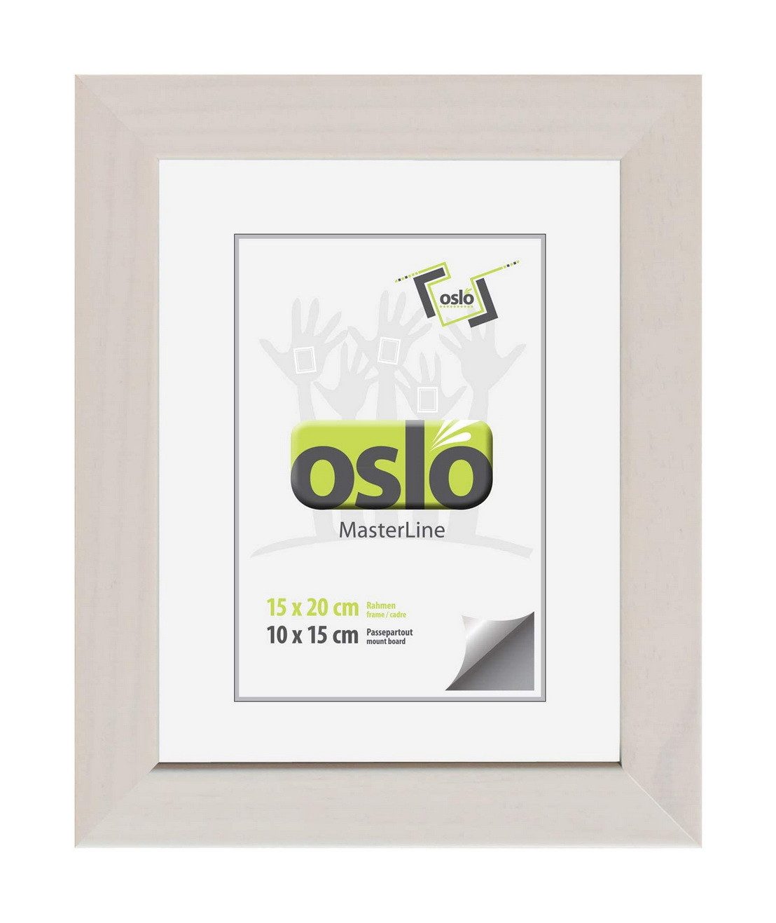 Oslo MasterLine Einzelrahmen Holz massiv Echtglas Hoch- Querformat Puzzlerahmen FSC-zertifiziert, 15x20 weiß gekalkt