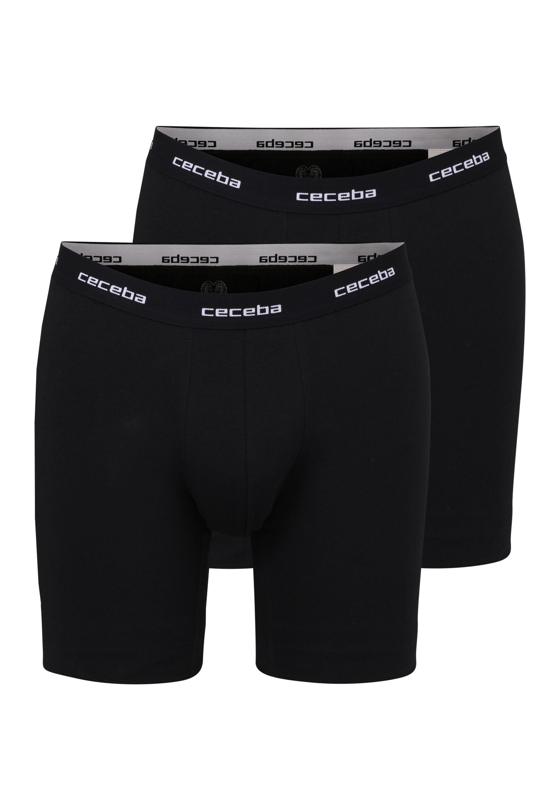 Langer Boxer CECEBA Herren Cyclist schwarz uni 2er Pack
