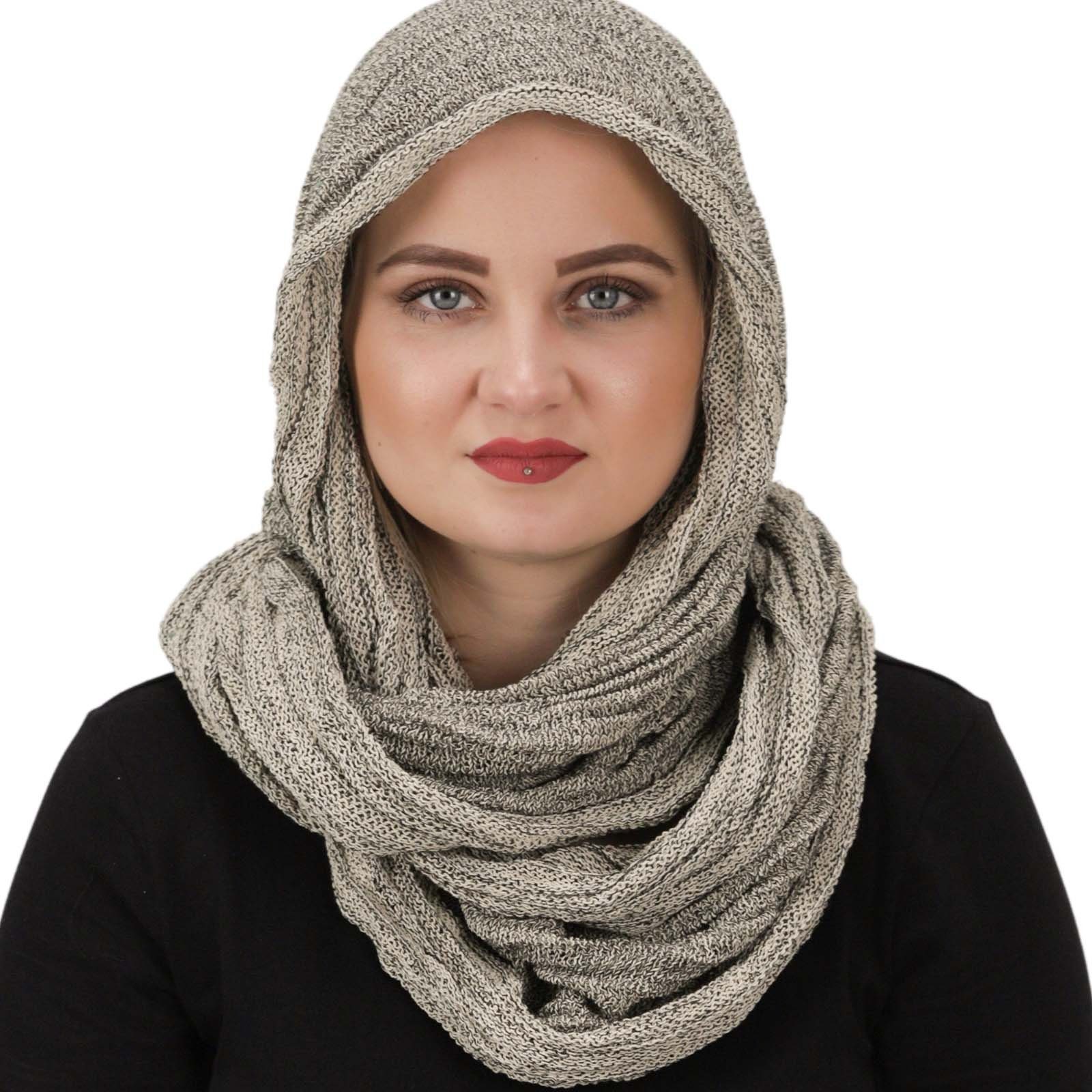 KUNST UND MAGIE Hijab Kapuzenschal Loop Dreadtube Multifunktionstuch Schlauchschal Hijab Grau