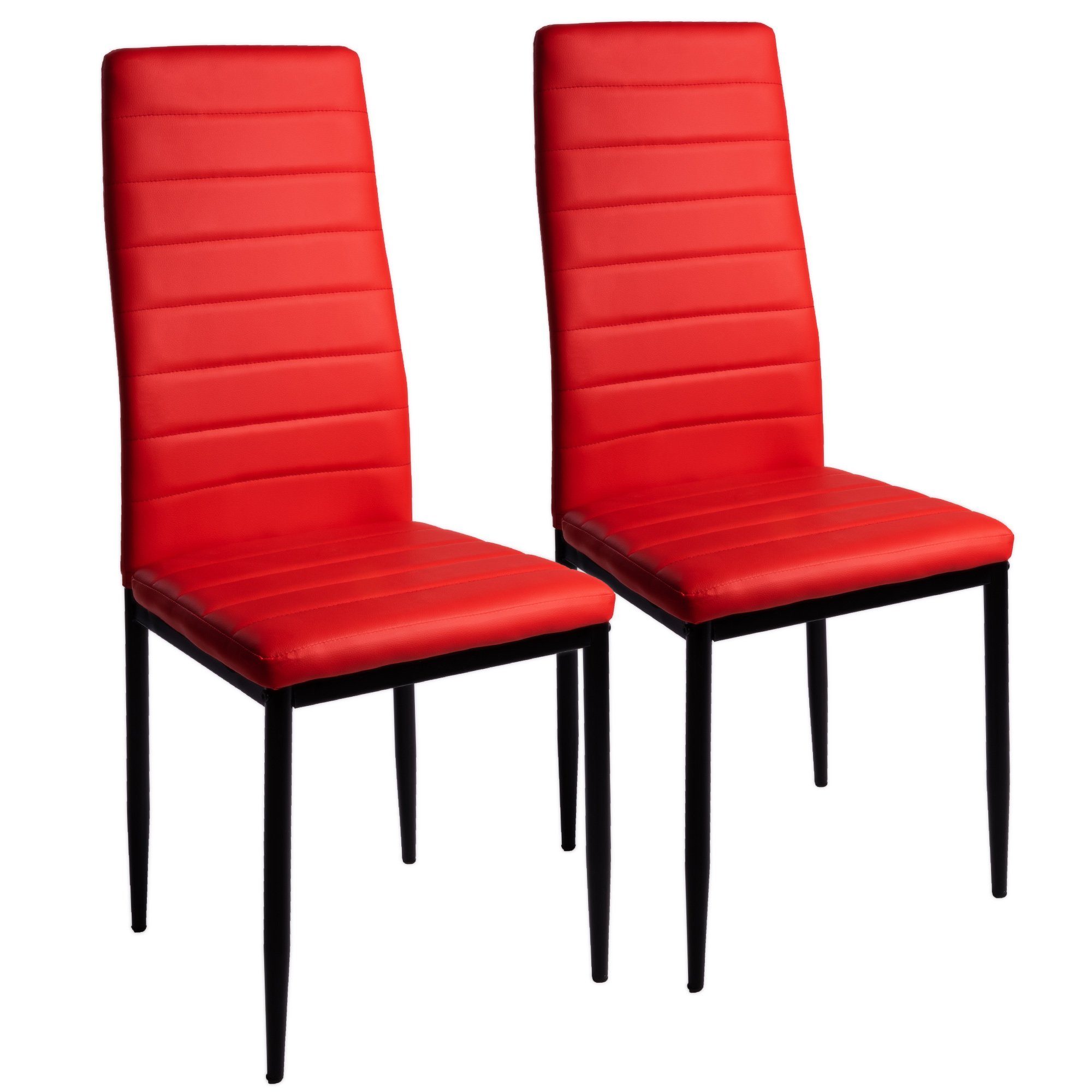 TRISENS Esszimmerstuhl Gabi (2, 4, 6 Stühle nach der Wahl, 2 St), Küchenstuhl mit abgestepptem Bezug in Lederoptik mit Metallbeinen Rot