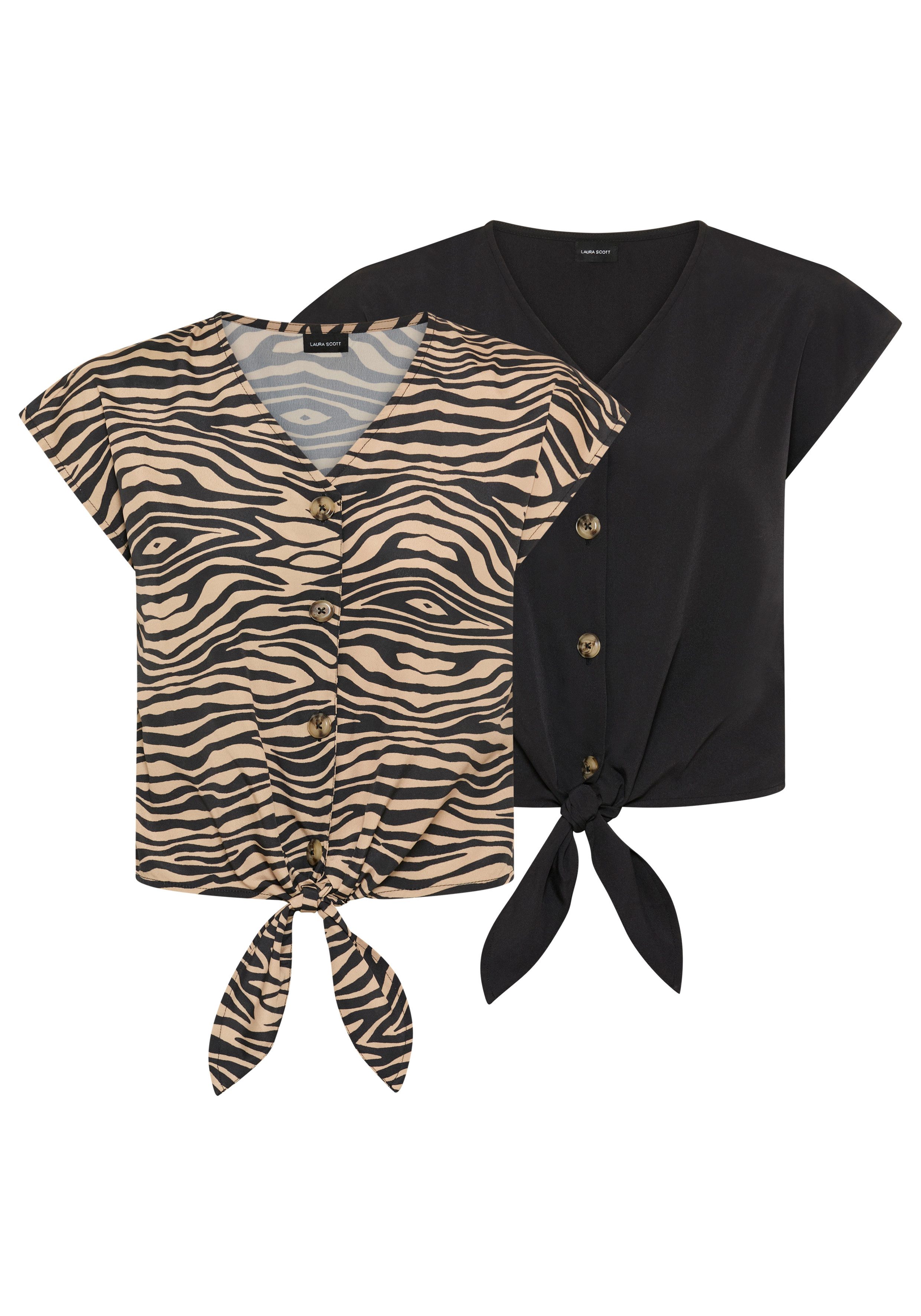 Laura Scott Kurzarmbluse femininer Stil, mit Knöpfen, aus Polyester, bedruckt. € 39,99, (€ 39,99 pro 1 Stk).