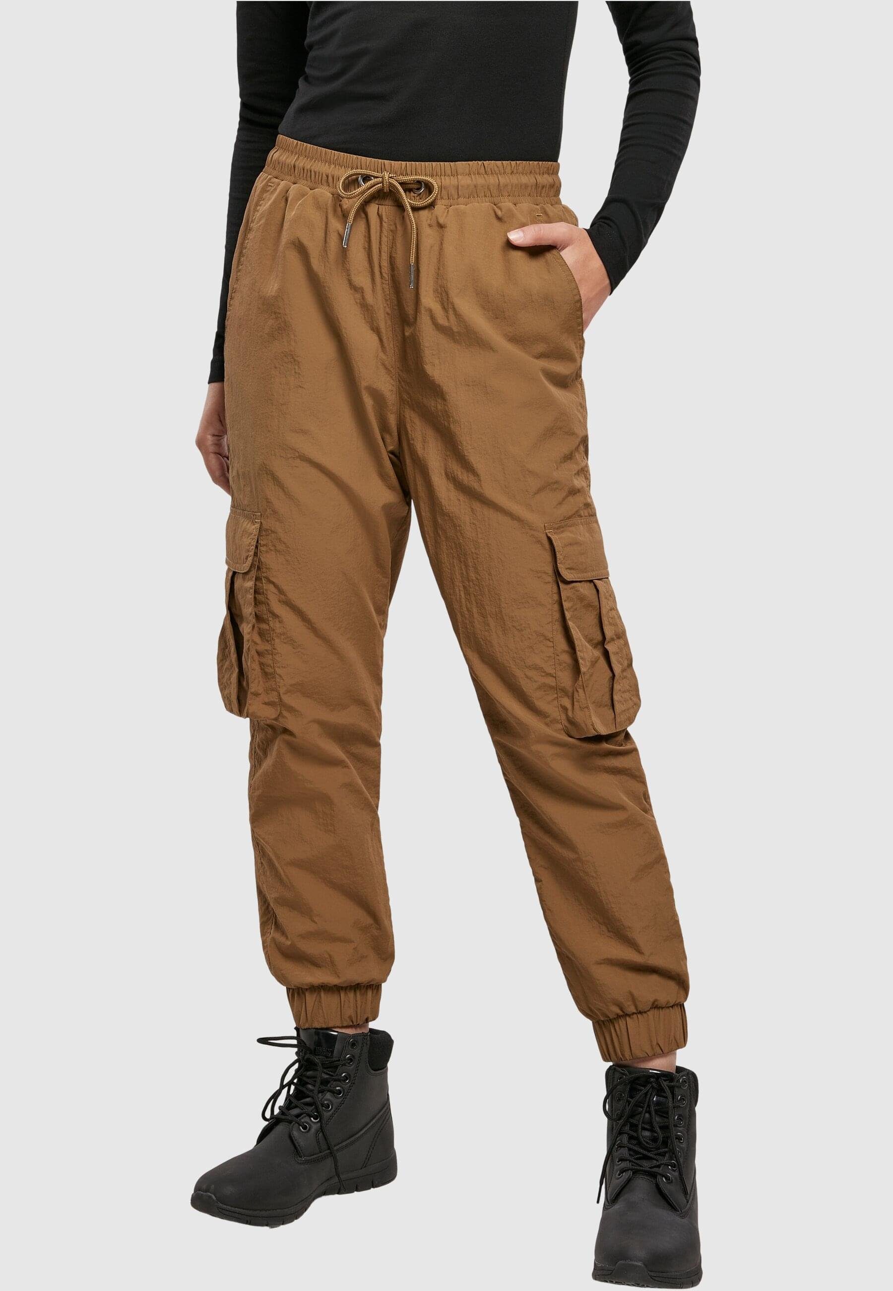 Ladies Nylon URBAN Waist midground Cargohose Cargo Pants Damen (1-tlg) CLASSICS Crinkle High