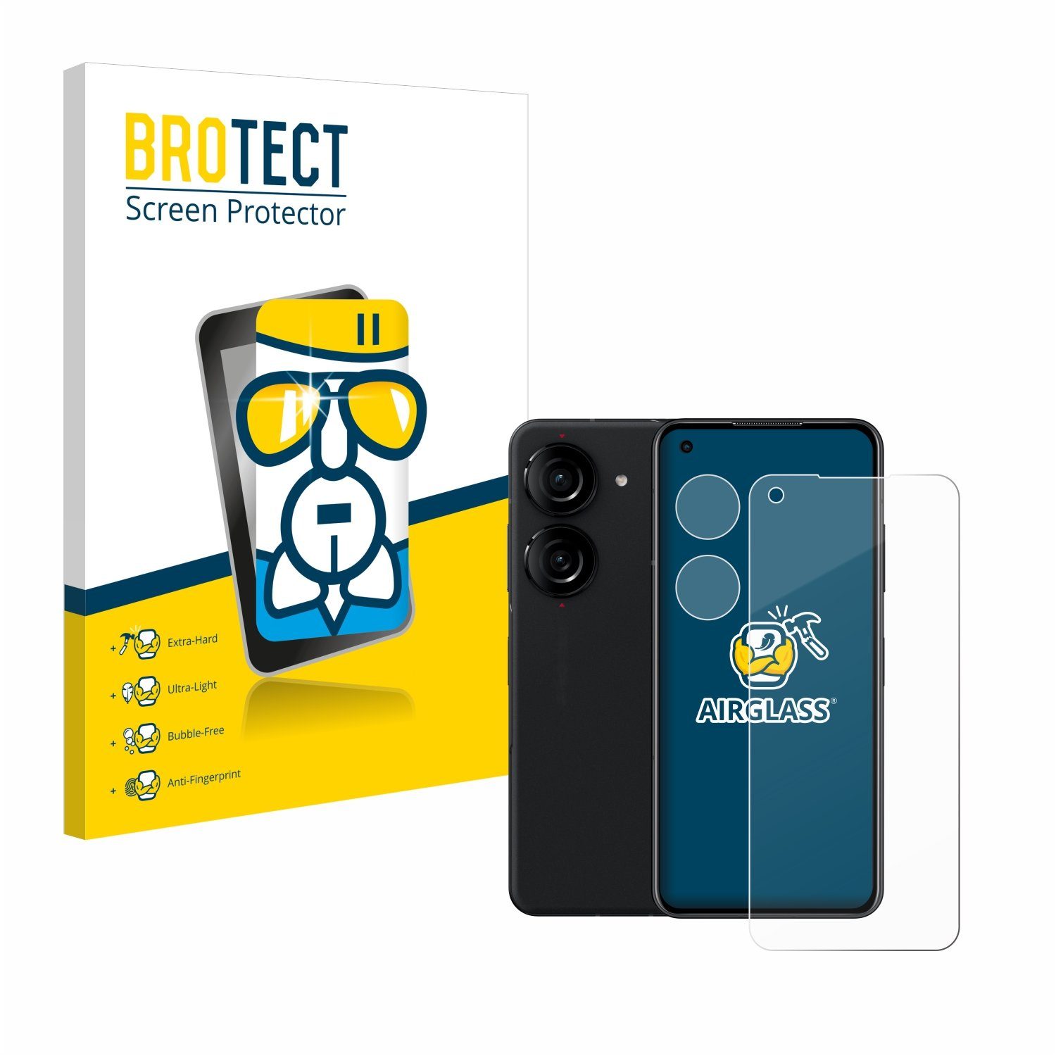 BROTECT Displayschutzglas Folie für ASUS ZenFone 10 (Display+Kamera), Schutzfolie Glas Panzer Display Schutz klar