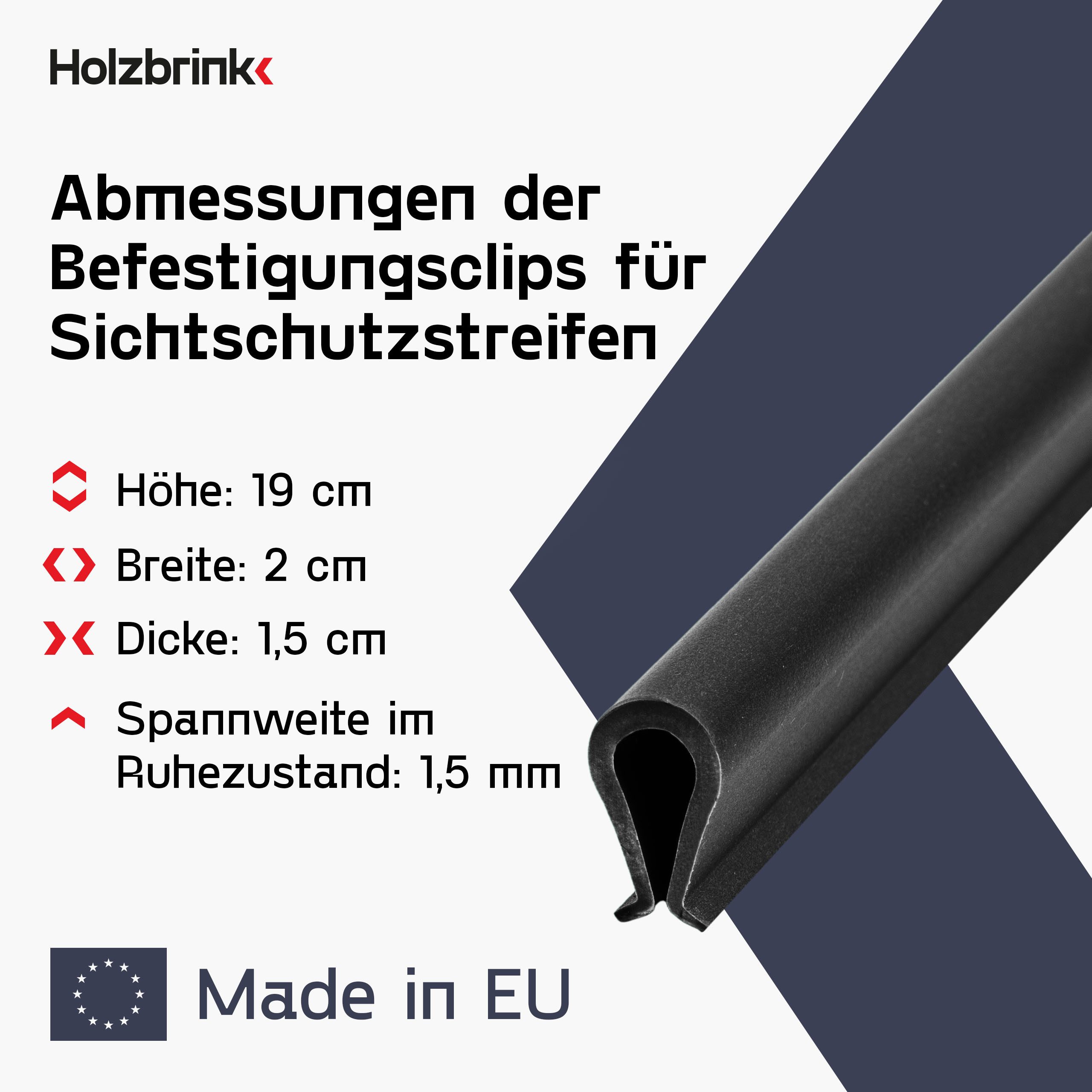 HOLZBRINK Sichtschutzstreifen Befestigungsclips für Sichtschutzstreifen20 Stück Sichtschutz Clips, (20x Befestigungsclips), Schwarz (RAL 9005) Doppelstabmattenzaun,Einzelstabmattenzaun