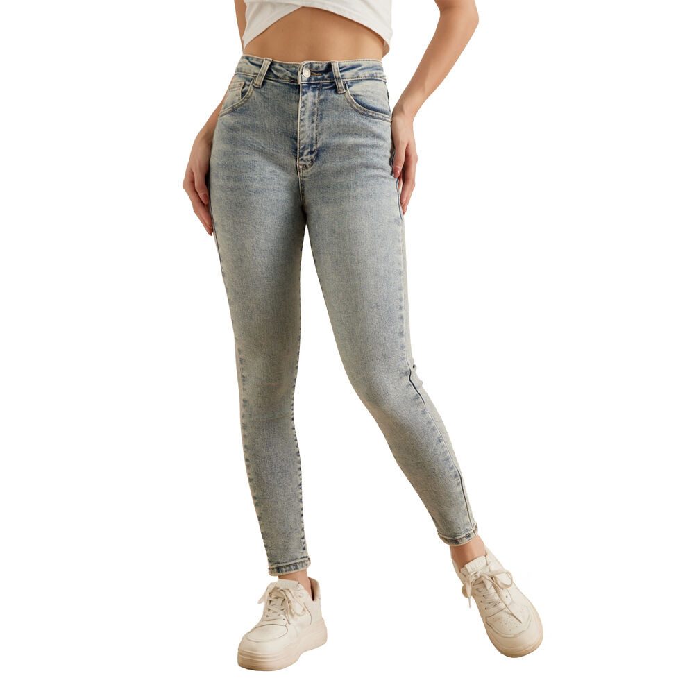 Skinny-fit-Jeans Hoch Taillierte Damen Jeans mit 5-Pocket-Details