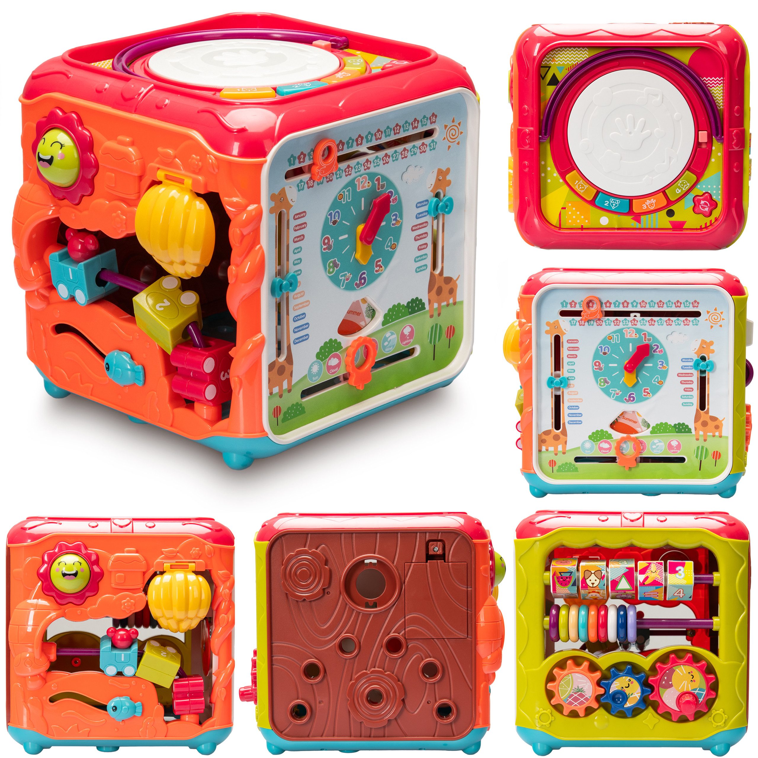 COIL Motorikwürfel Lernwürfel, Aktivitätswürfel, Lernspielzeug, Formsortierer, 6in1, Sensorische Stimulation, Musik & Geräuschen
