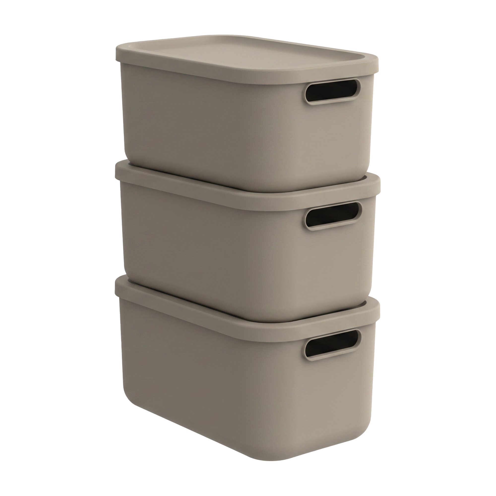 ROTHO Stapelbox (Ordnungsboxen im Set, 3er-Set), Ordnungsbox ideal für Haushalt, Büro, Keller und Kinderzimmer