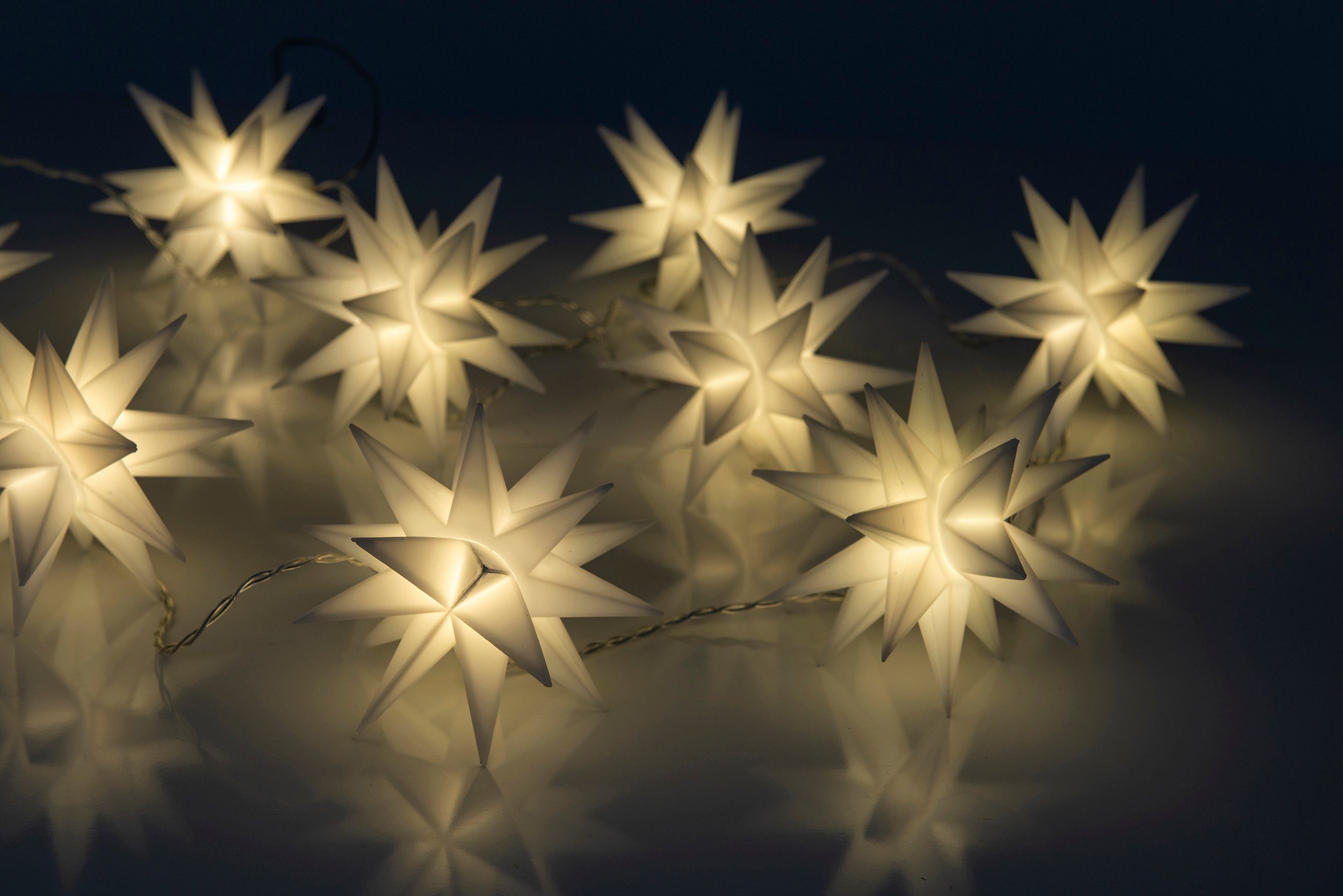 näve LED-Lichterkette LED-Weihnachtslichterkette 3D-Sterne,Weihnachtsdeko weiß aussen, 3D-Stern