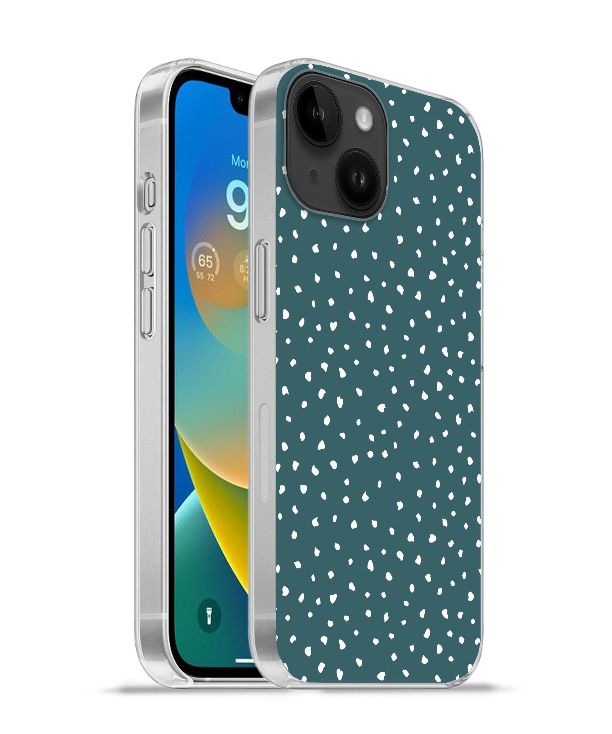 Handyhülle für Apple iPhone 14 Polka dots - Weiß - Grün