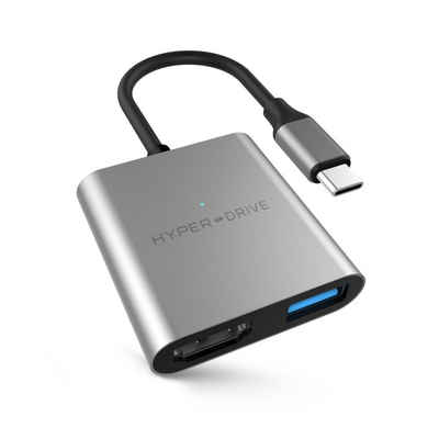 HYPER by Sanho Laptop-Dockingstation »HyperDrive«, [3in1 USB-C Hub für das Apple MacBook / USB-C Notebooks, HDMI (4K/30Hz), USB-C Power Delivery (87W), USB-A 3.0] - space grau