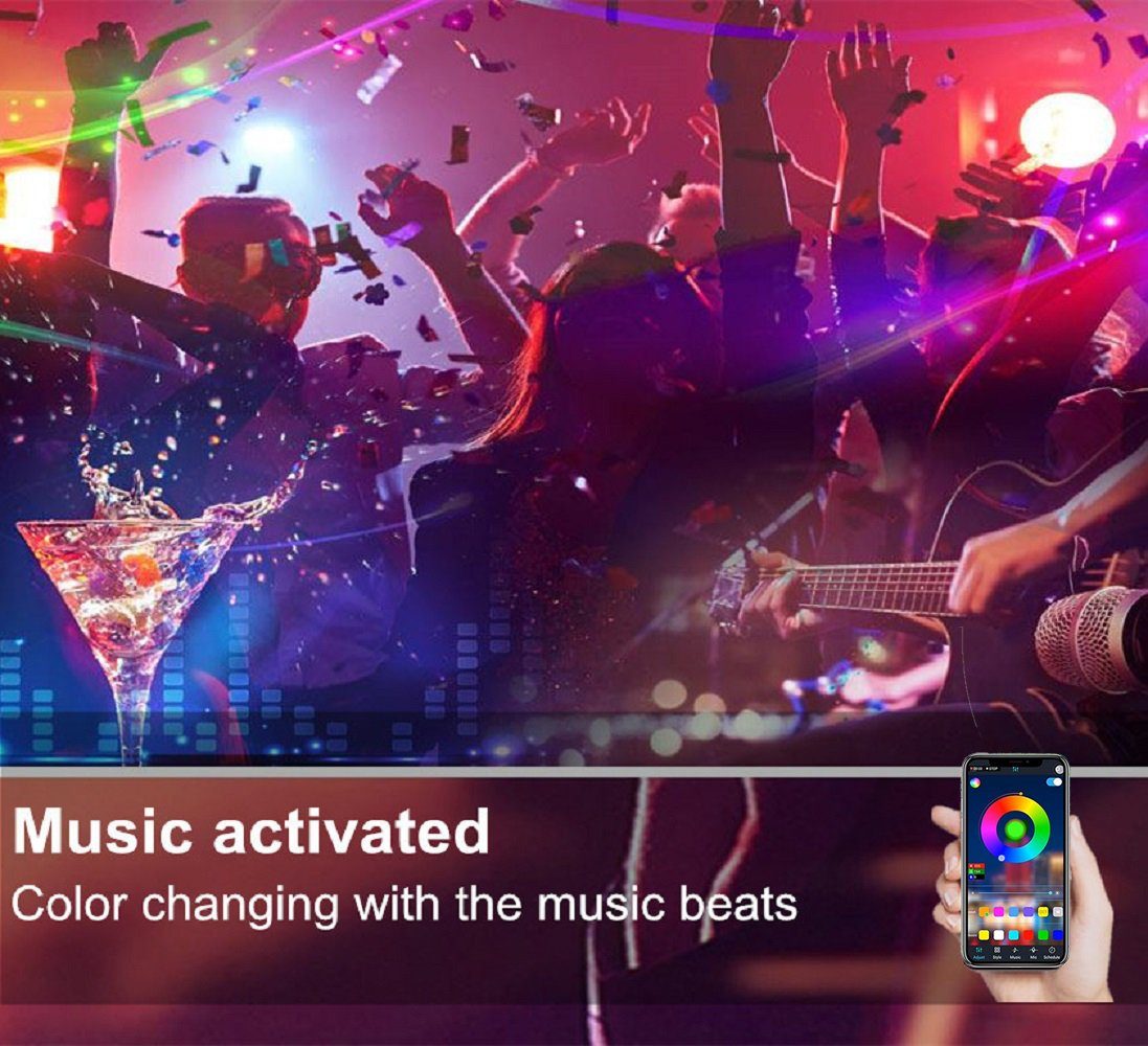 RGB Lichterkette dimmbar, Licht-Leiste Musikmodus, Band, Farbwechsel Streifen LED Strip LED Stripe mit Bluetooth 10M-30M RGB Daskoo