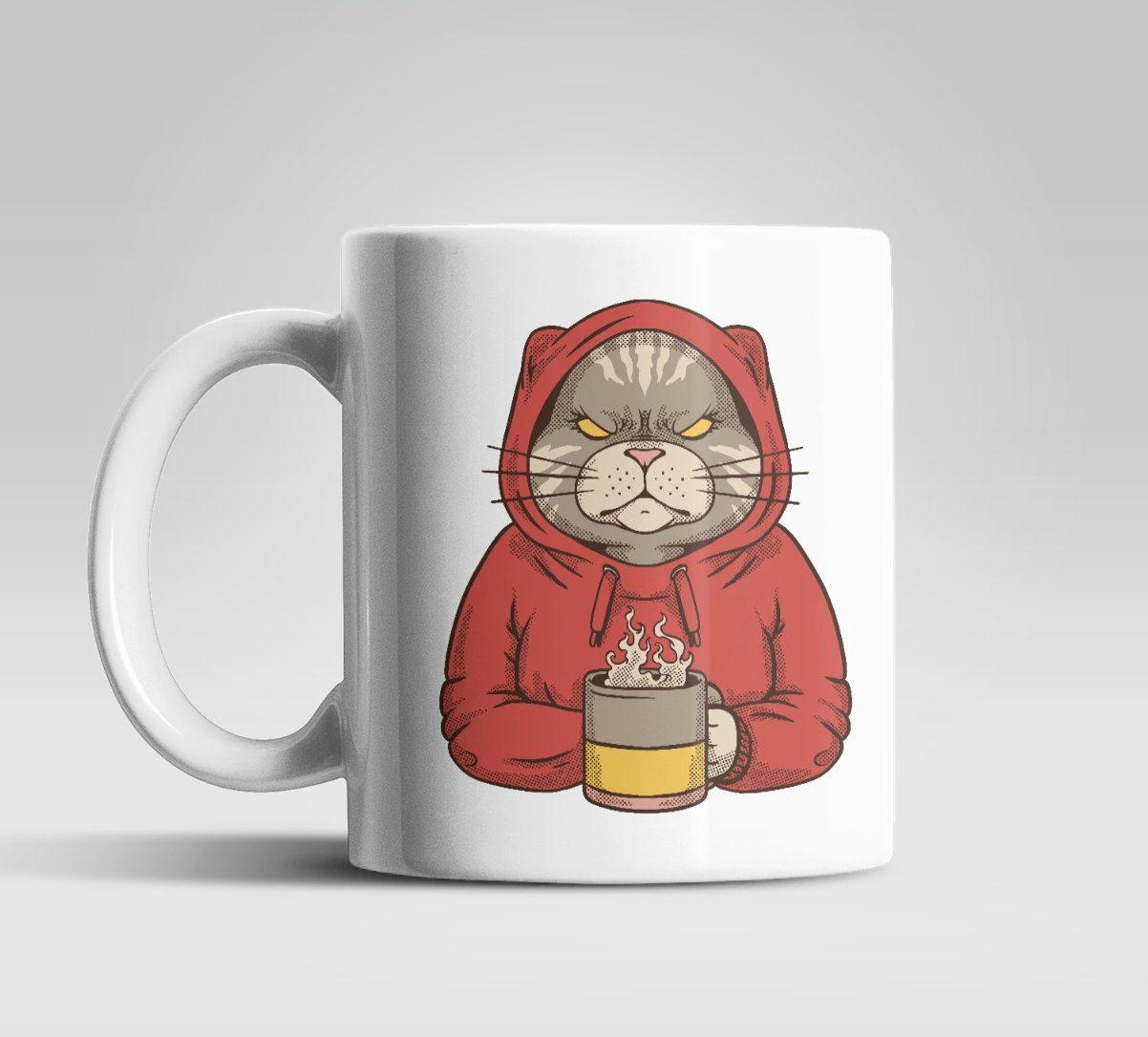 WS-Trend Tasse Angry Cat Kater Kaffeetasse Teetasse mit Henkel, Keramik, 330 ml