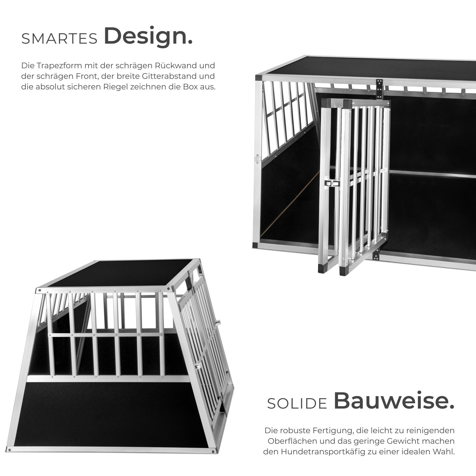 tectake Tiertransportbox Hundetransportbox doppel, mit schräger Rückwand