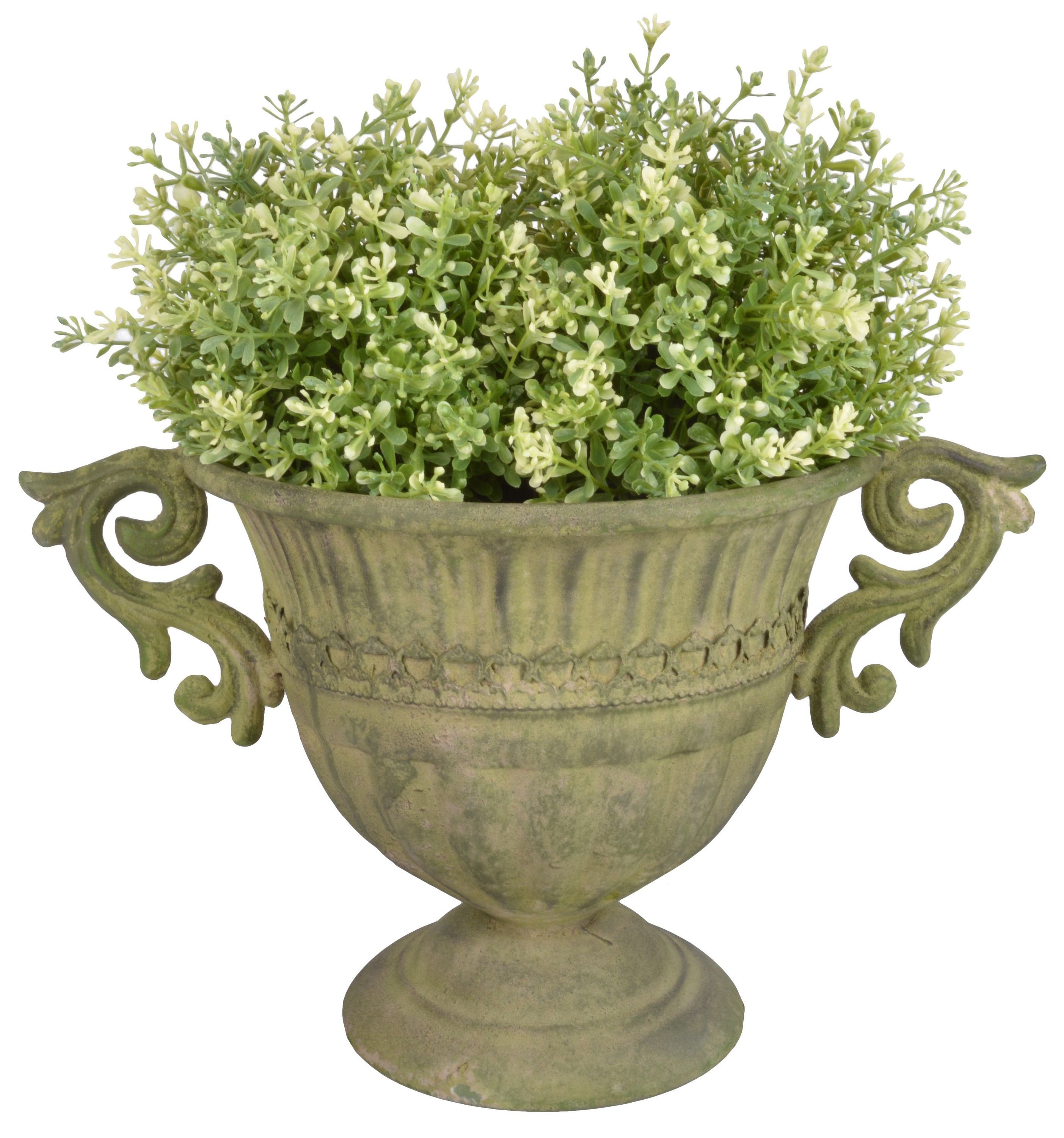 esschert design Übertopf Esschert Design Aged Metall Grün Vase rund Höhe=22 cm Pokal Kübel Amphore antik